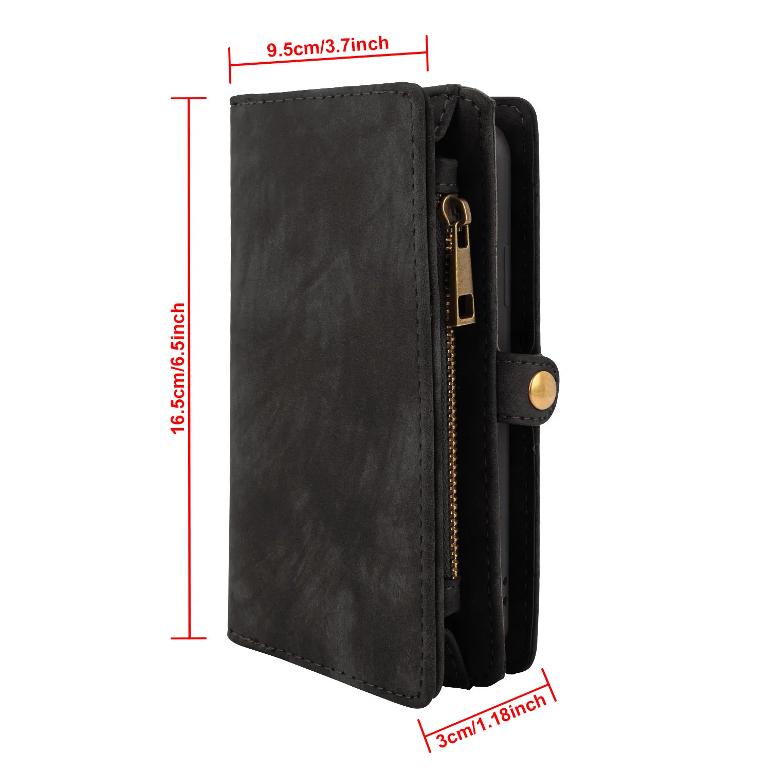 Phone Wallet Case For iPhone 8 Plus Portable Wallet Case 2 in 1 Leather Zipper Magnetic Detachable 15 Card Slots Money Pocket Clutch Cover W/ID Widows photo 7