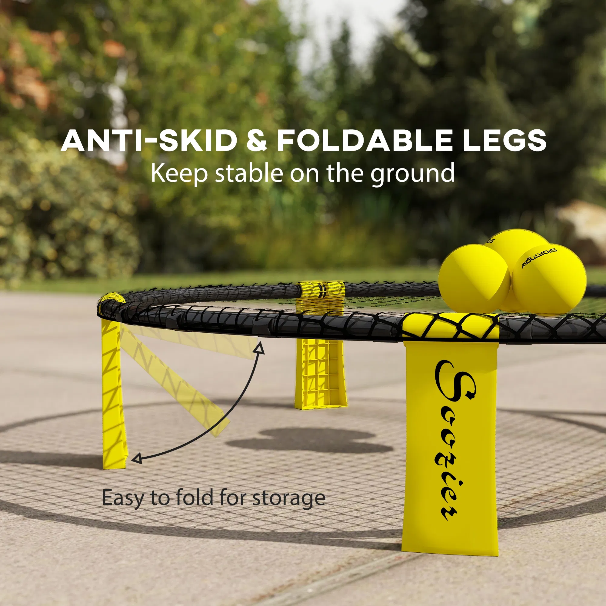 Spike Ball Game Set, Mini Beach Games Set w/ Roundnet, 3 Balls, Pump, Carrying Bag, Portable Outdoor Games for Families photo 5
