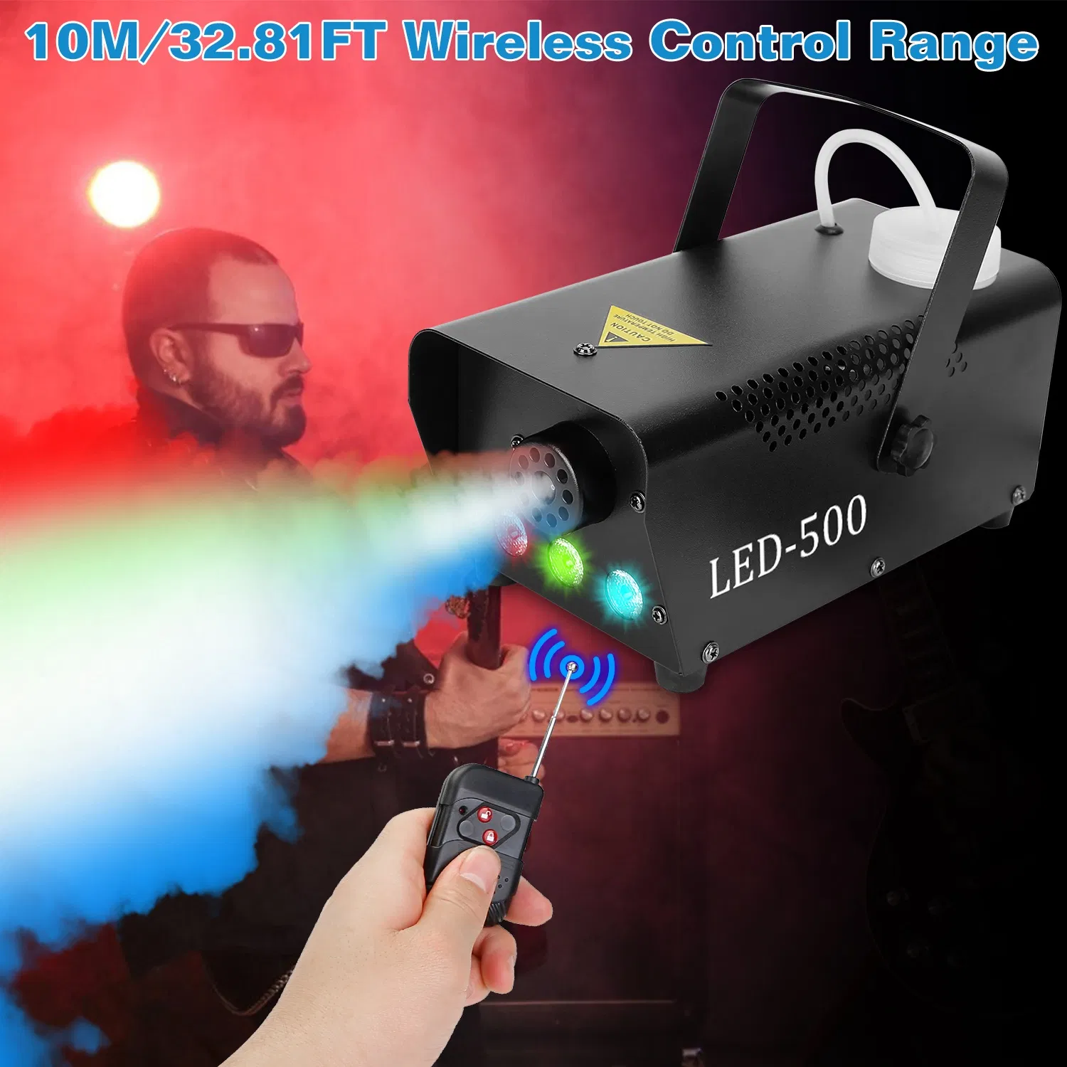 400W Fog Machine with 3 Color LED Lights (Red/Blue/Green) - 2000 CFM Output, 8.2ft Distance, Remote Control & Overheat Protection - Rapid 3-5min Warm-Up, Non-Toxic Odorless for Parties, Concerts, Stag photo 7