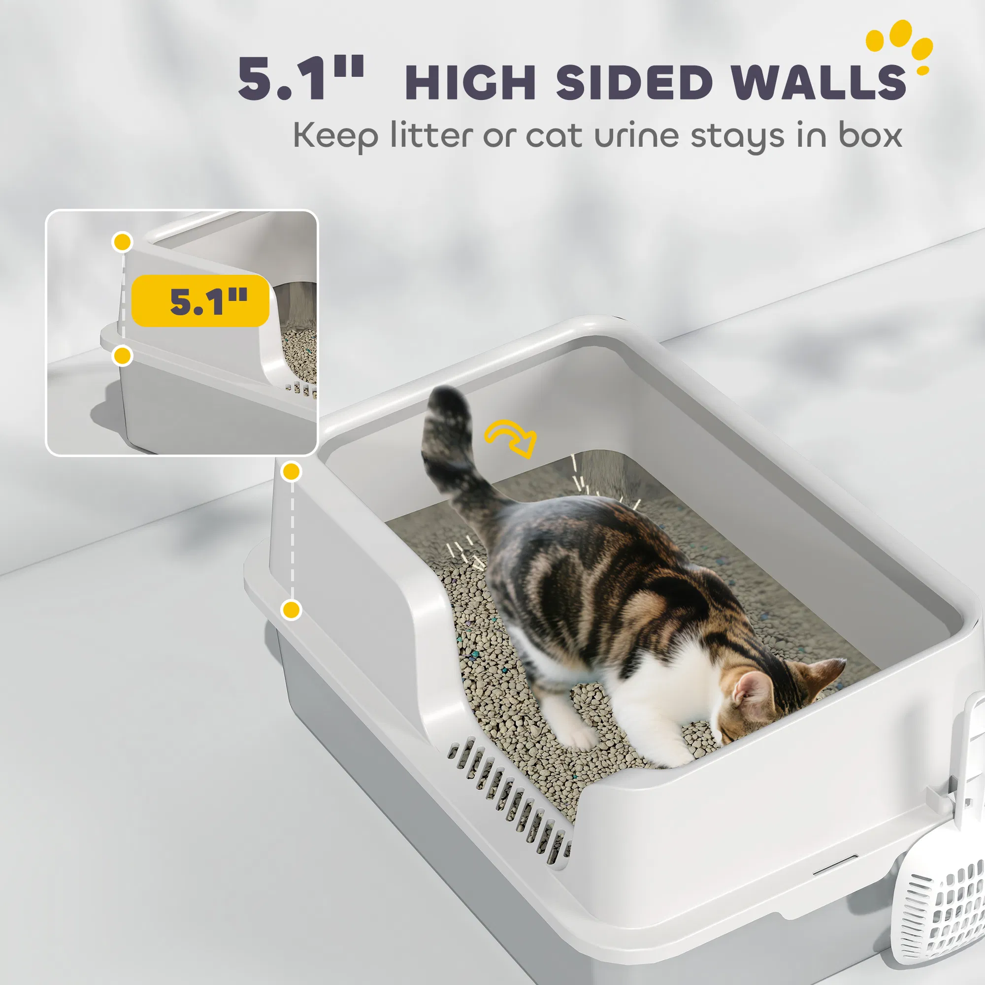 Stainless Steel Cat Litter Box with Lid with Scoop, High Sided, Non-Stick, & Anti-Urine Leakage, Easy Cleaning photo 3