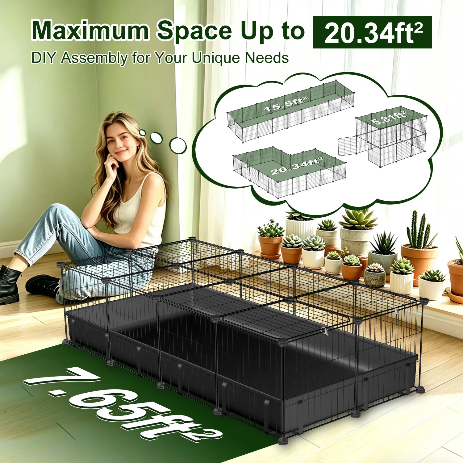 DIY Assemble Metal Small Pet Play Enclosure Multiple Layout Options,Small Animal Playpen DIY Metal Pet Enclosure with 20 Panels Waterproof Floor Mat for Hedgehogs Chickens Ducklings Rabbits photo 7
