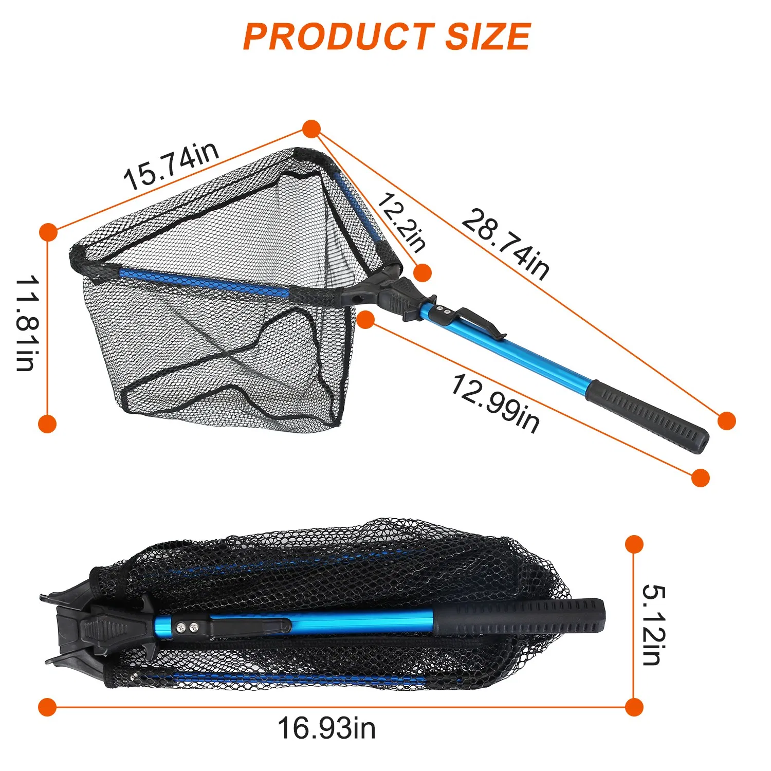 Foldable Fishing Net With Aluminum Alloy Rod EVA Handle Durable 5MM Hexagonal Nano Coating Nylon Mesh Collapsible Landing Net Safe Fish Catching or Releasing photo 6