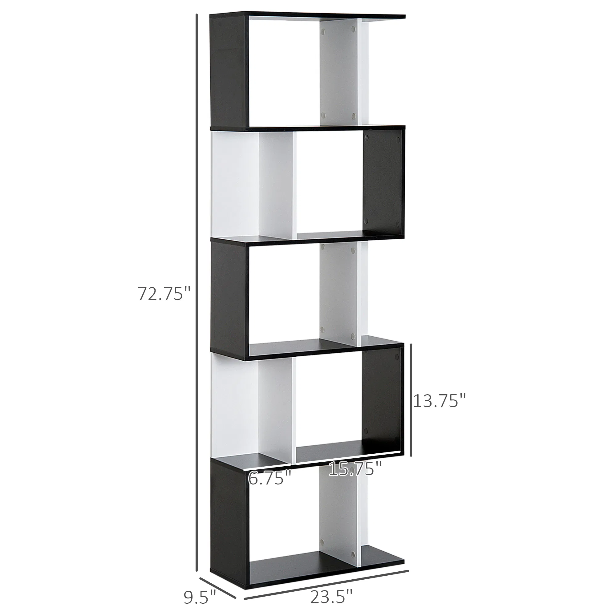 Modern Bookcase 5-Tier Display Shelf Storage Shelf Room Divider Living Room Home Office Furniture, Black photo 4