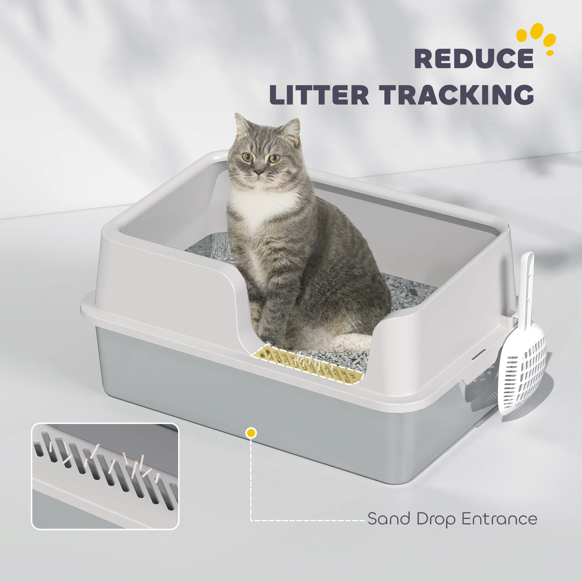 Stainless Steel Cat Litter Box with Lid with Scoop, High Sided, Non-Stick, & Anti-Urine Leakage, Easy Cleaning photo 4