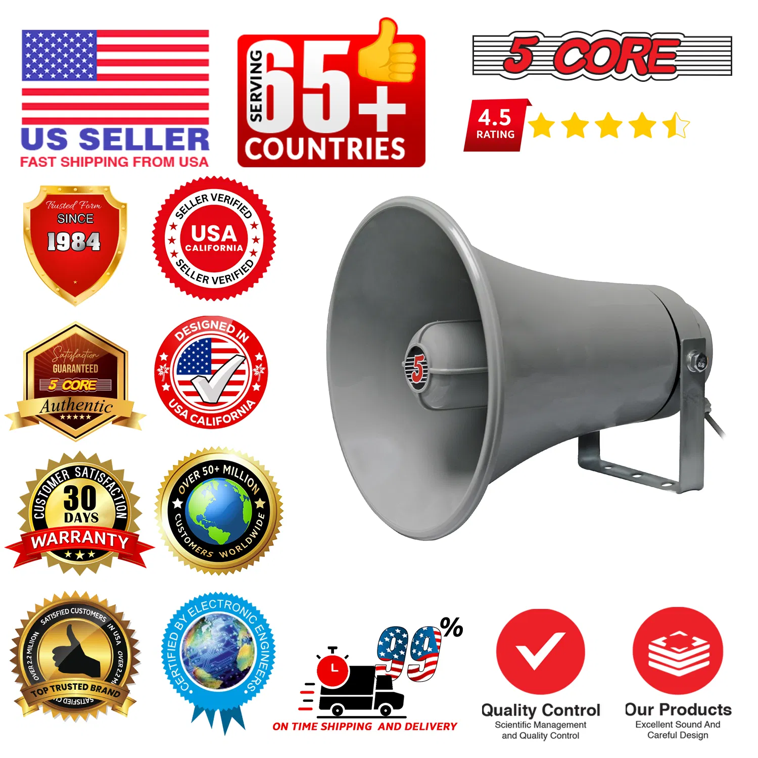 5 Core PA Speaker Bull Horn Loud Audio Indoor Outdoor Speaker System 8 Ohm Reflex Megaphone photo 5