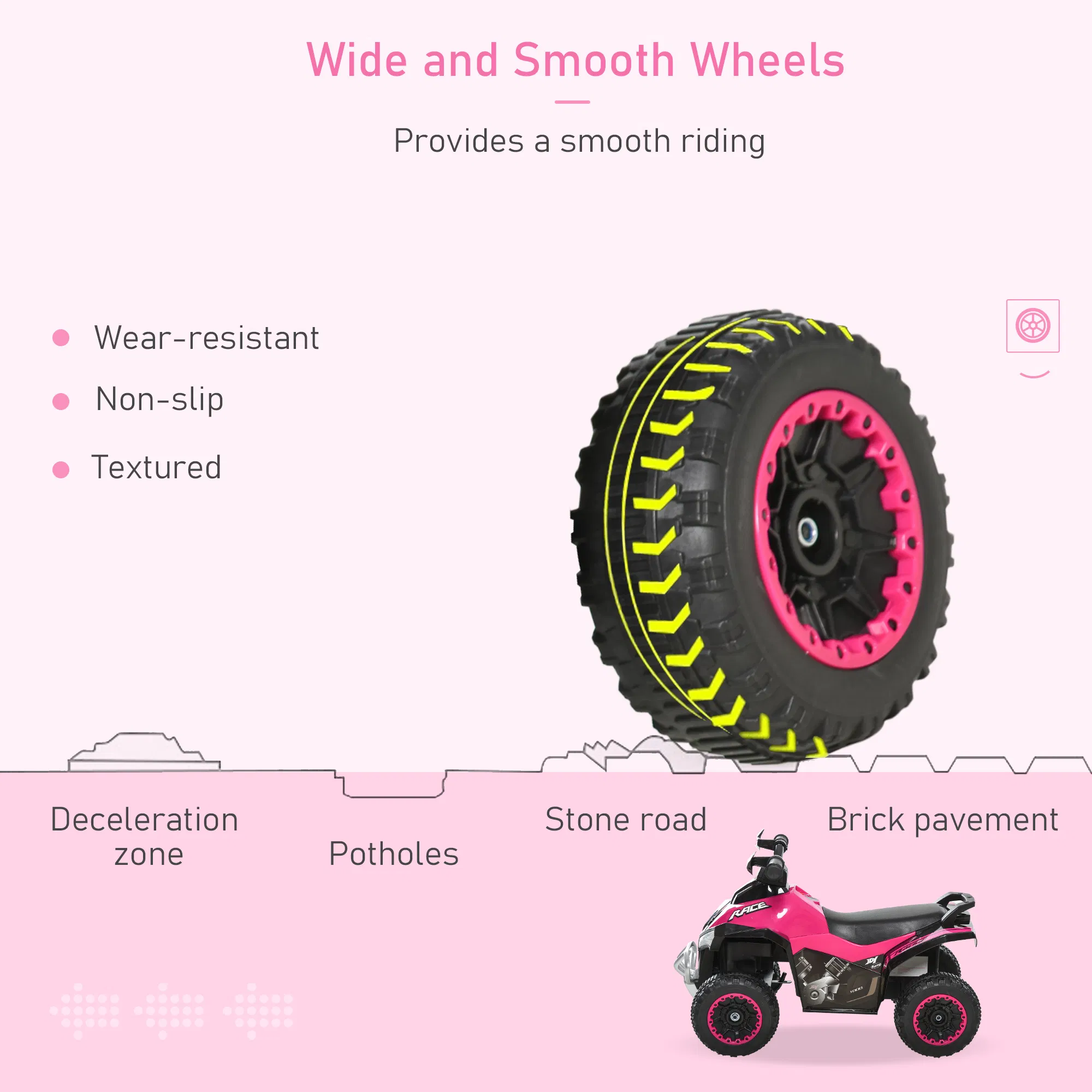 No Power 4 Wheels Ride on Toy for Kids, Foot To Floor Slider Toddler Ride-on Car with Music, Lightening, for 18-36 Months Pink photo 5