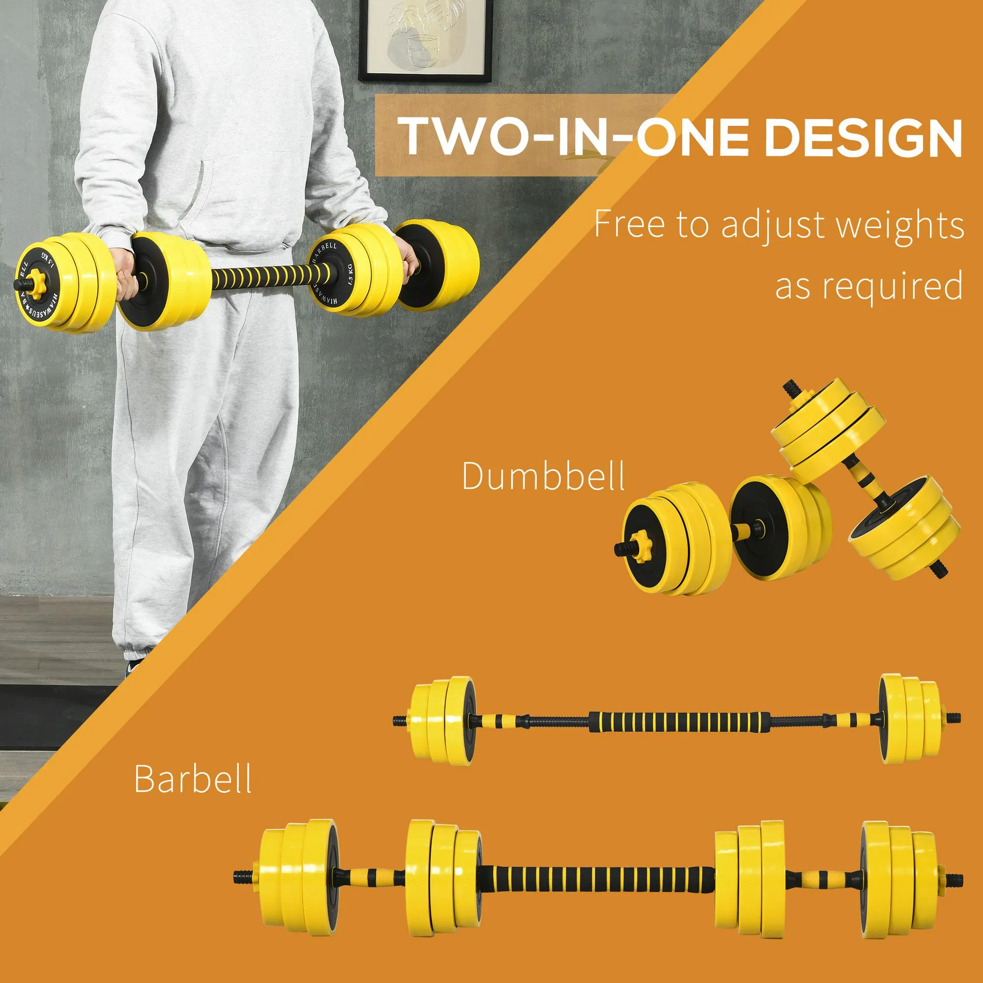 Dumbbell & Barbell Adjustable Set 55lbs Plate Bar Clamp Rod for Strength Training, Full Body Workout, Muscle Building Home Gym Sports Area Exercise Ergonomic photo 6
