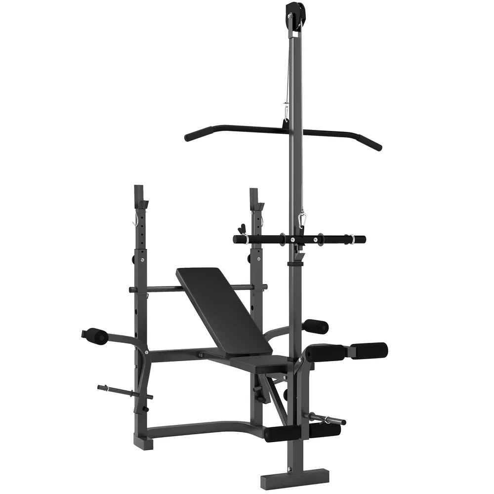 Adjustable Weight Bench with Press Rack, Preacher Curl & Lat Pull Down photo 7
