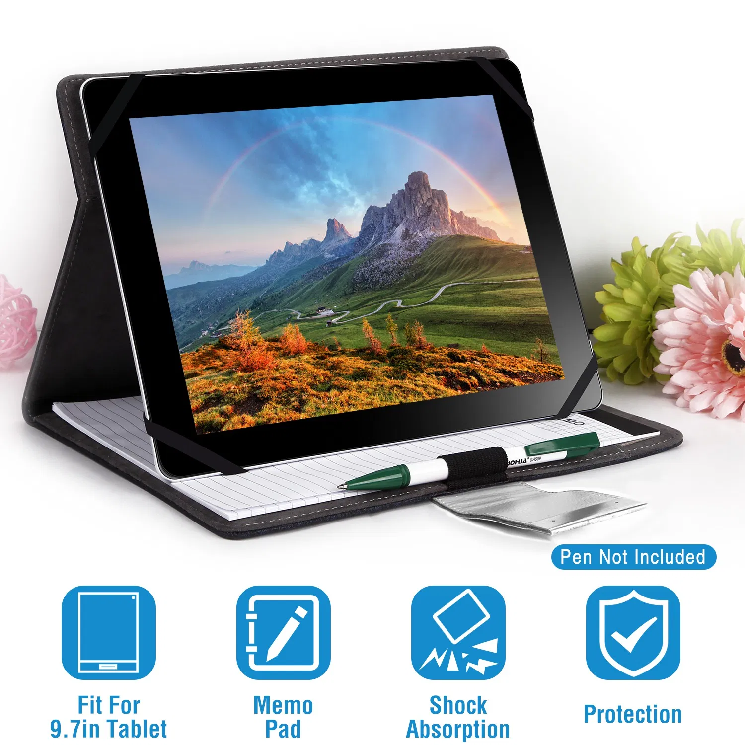 Tablet PC Protector Organizer Case For 9.7in Tablets Business Tablet Portfolio with Notepad Paper photo 8