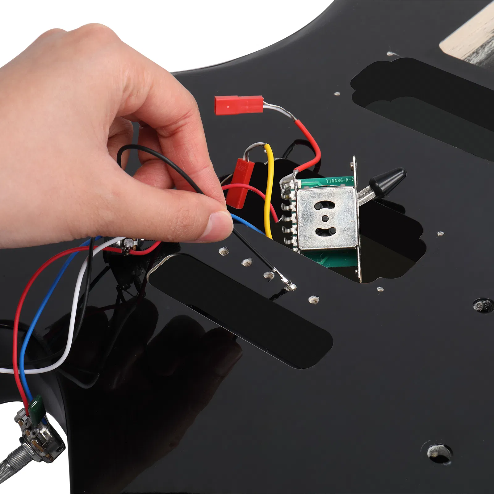 DIY 6 String Flame Shaped Style HSH Electric Guitar Kits with Mahogany Body, Maple Neck and Accessories Black photo 2