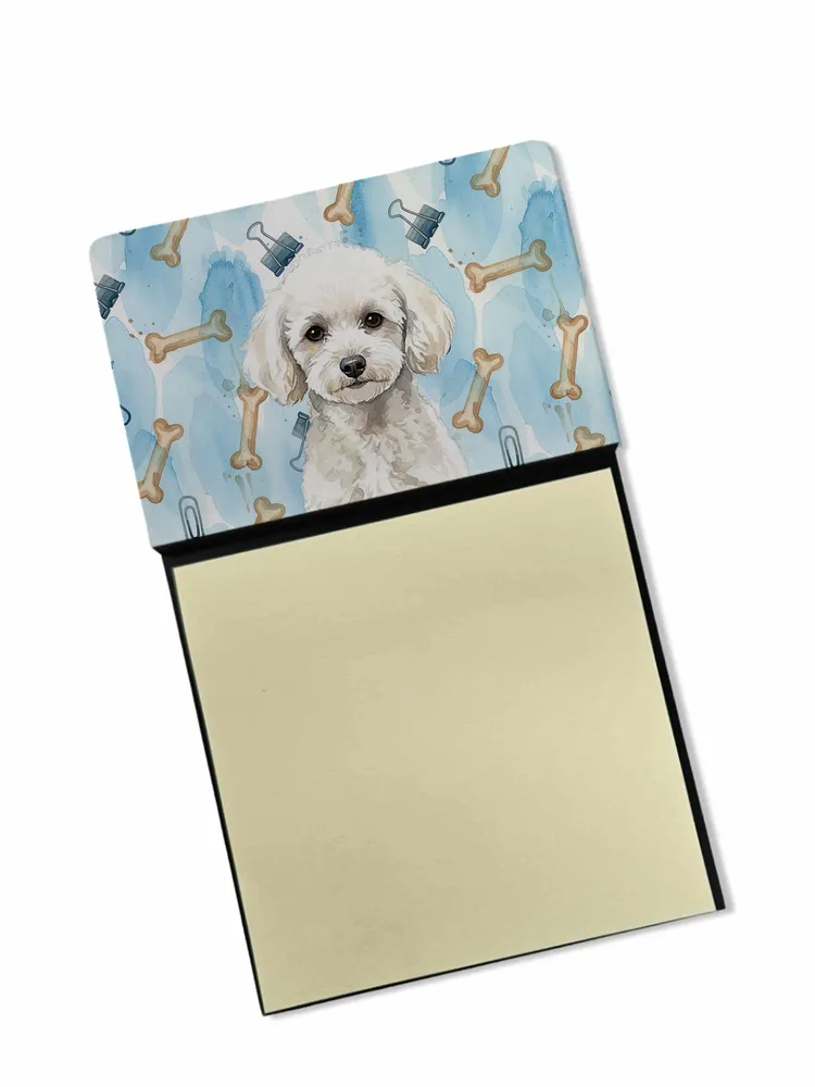 Toy White Poodle Coworker Watercolor Sticky Note Holder Refillable Dispenser Desk Accessory 3x3 Pad Gift photo 8