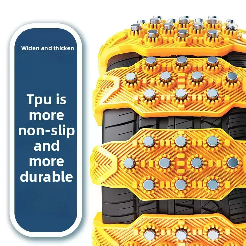 Car Tire Snow Chains 6Pcs Set Universal 165-245mm Thickened Widened Anti-Skid Chains, Ice Breaking Traction for Sedan SUV Off-Road, Winter Emergency Tyre Chains with Storage Bag Gloves Hook Wrench photo 2