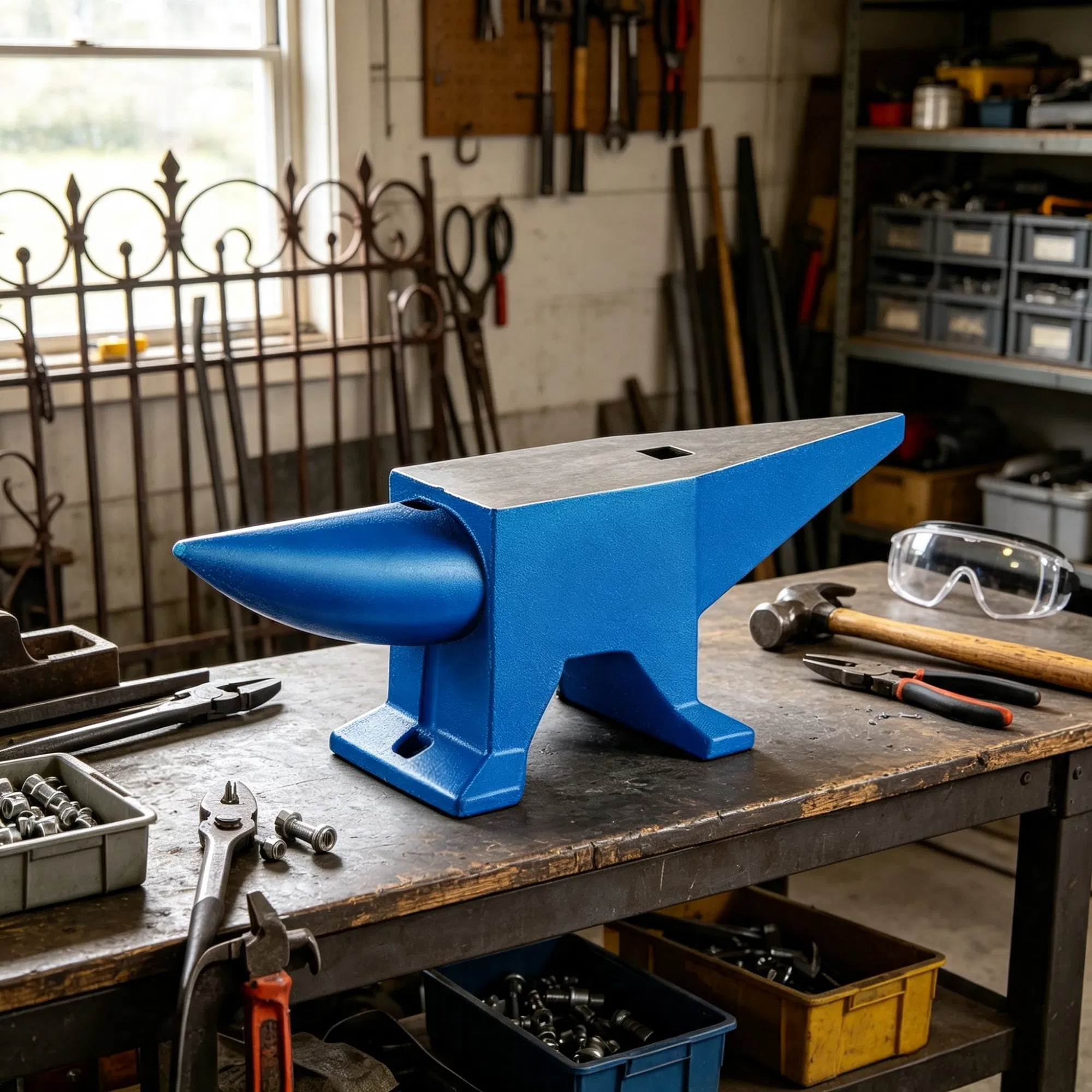 44 lbs Single Horn Steel Anvil with Round & Square Holes, Rugged Blacksmith Forge Tool for Jewelers & Metalsmiths photo 6