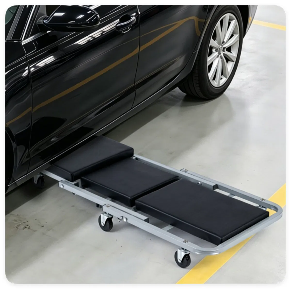 40" 2-in-1 Mechanic Creeper Seat with 360 Swivel Casters, Heavy Duty Metal Frame Auto Repair Rolling Stool with 1.5" Thick Oil-Proof Cushion for Garage Car Maintenance photo 4