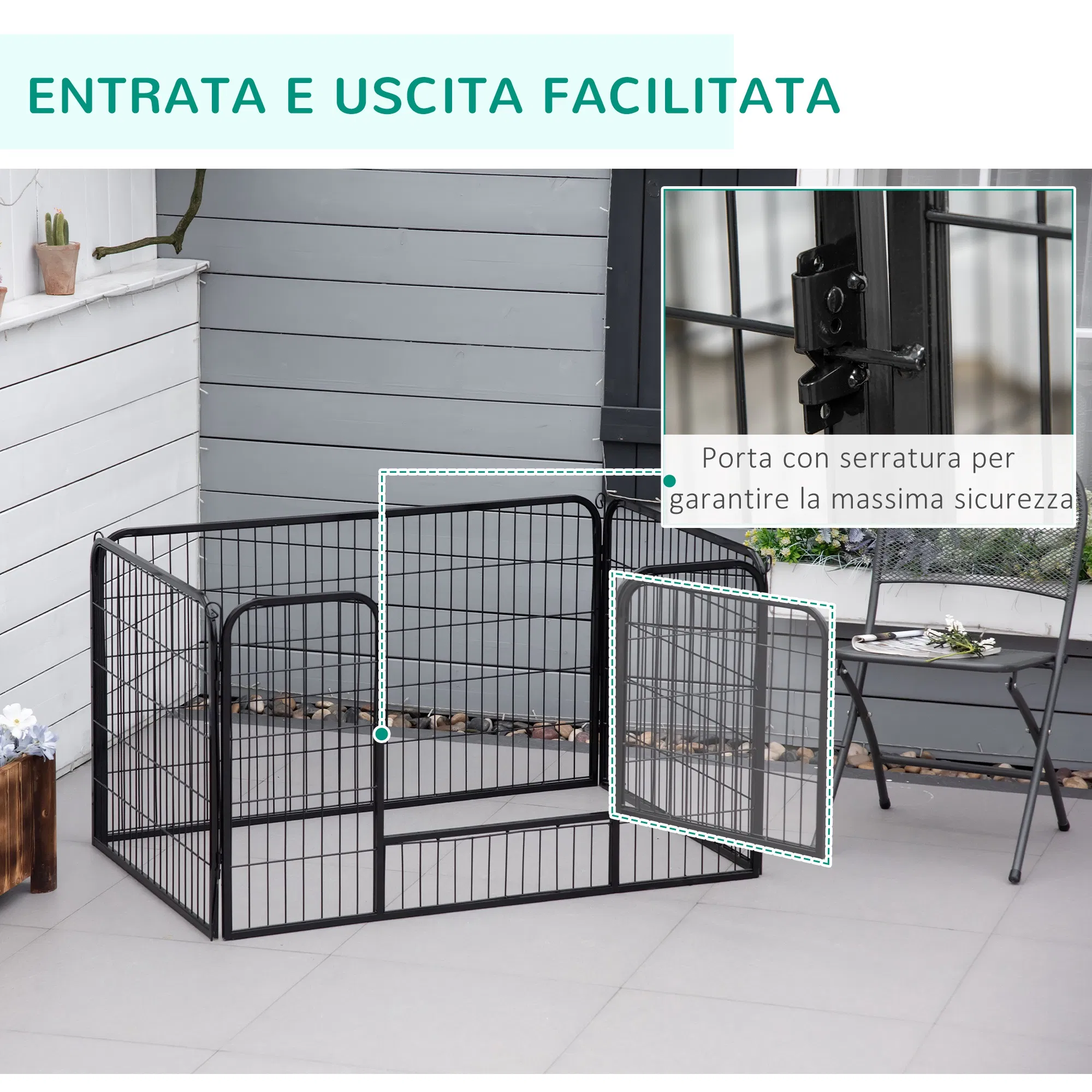32"W 4-Panel Metal Dog Pen Exercise Pet Playpen Dog Indoor/Outdoor Fence, Black photo 6