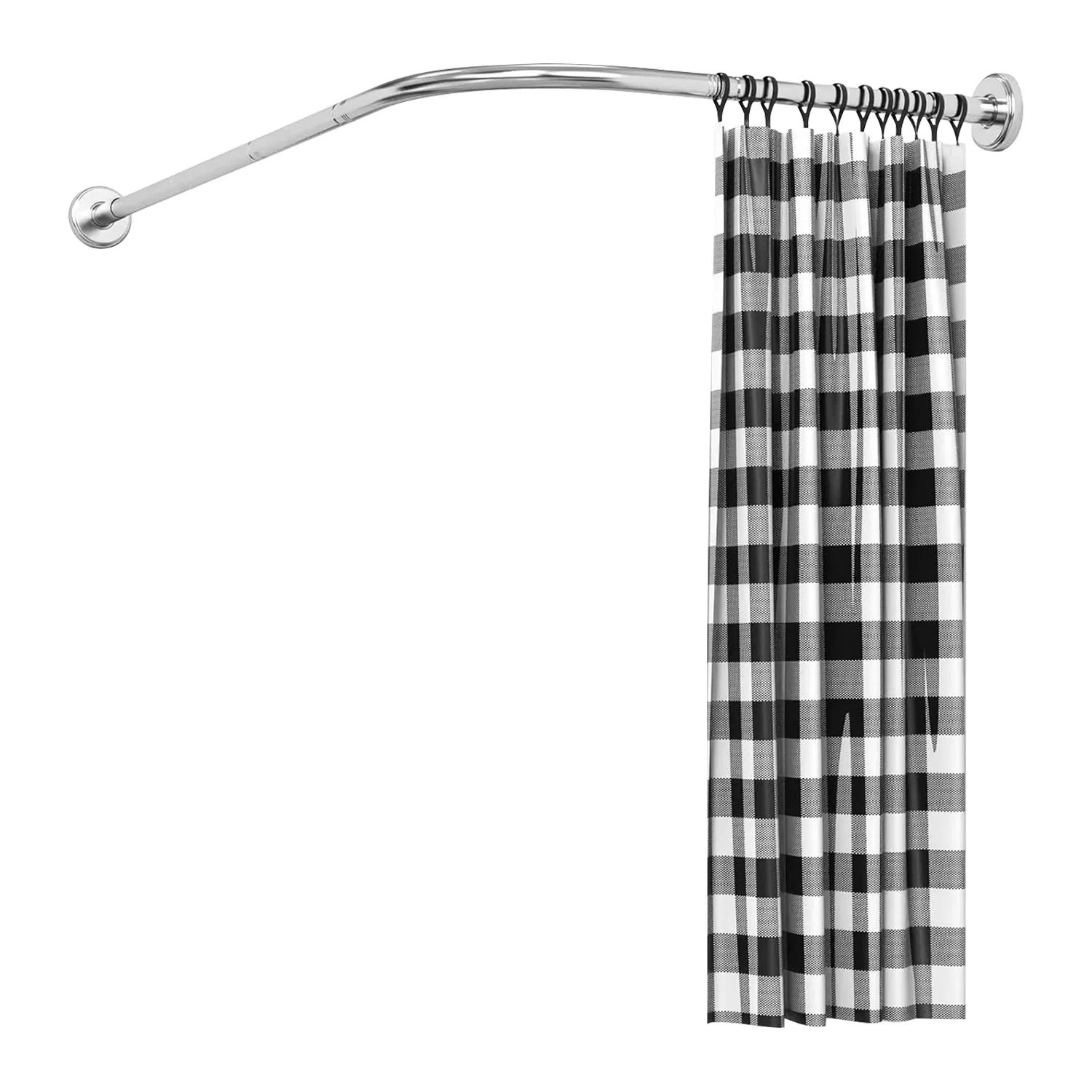Adjustable L - Shaped Curved Shower Rod, Premium Stainless Steel Rust - Resistant Shower Curtain Rod, Expandable Rod with Extra Shower Space for Bathtub & Shower Stall photo 2