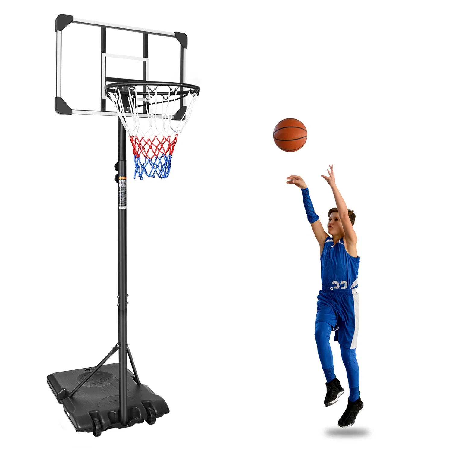16" Portable Basketball Hoop Outdoor | 5.6ft ~7ft Stepless Adjustable Height Basketball Goal System for Driveway, Backyard, for All Ages,Basketball Goal System Indoor Outdoor for Kids Teens Adults photo 2