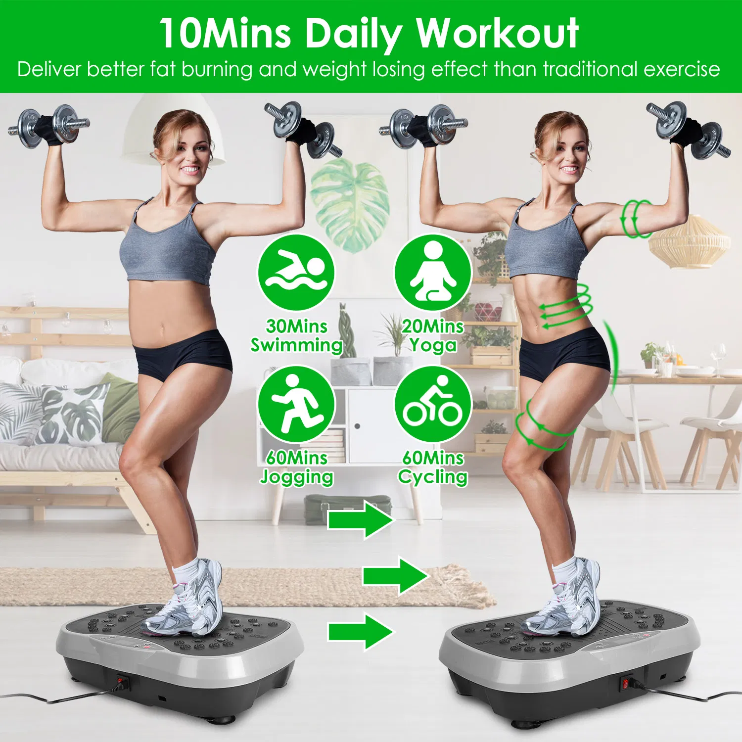 Home Use Vibration Exercise Platform for Lymphatic Drainage & Muscle Pain Relief, High Efficient Fat Burning Vibration Machine for Beginner & Advanced photo 3