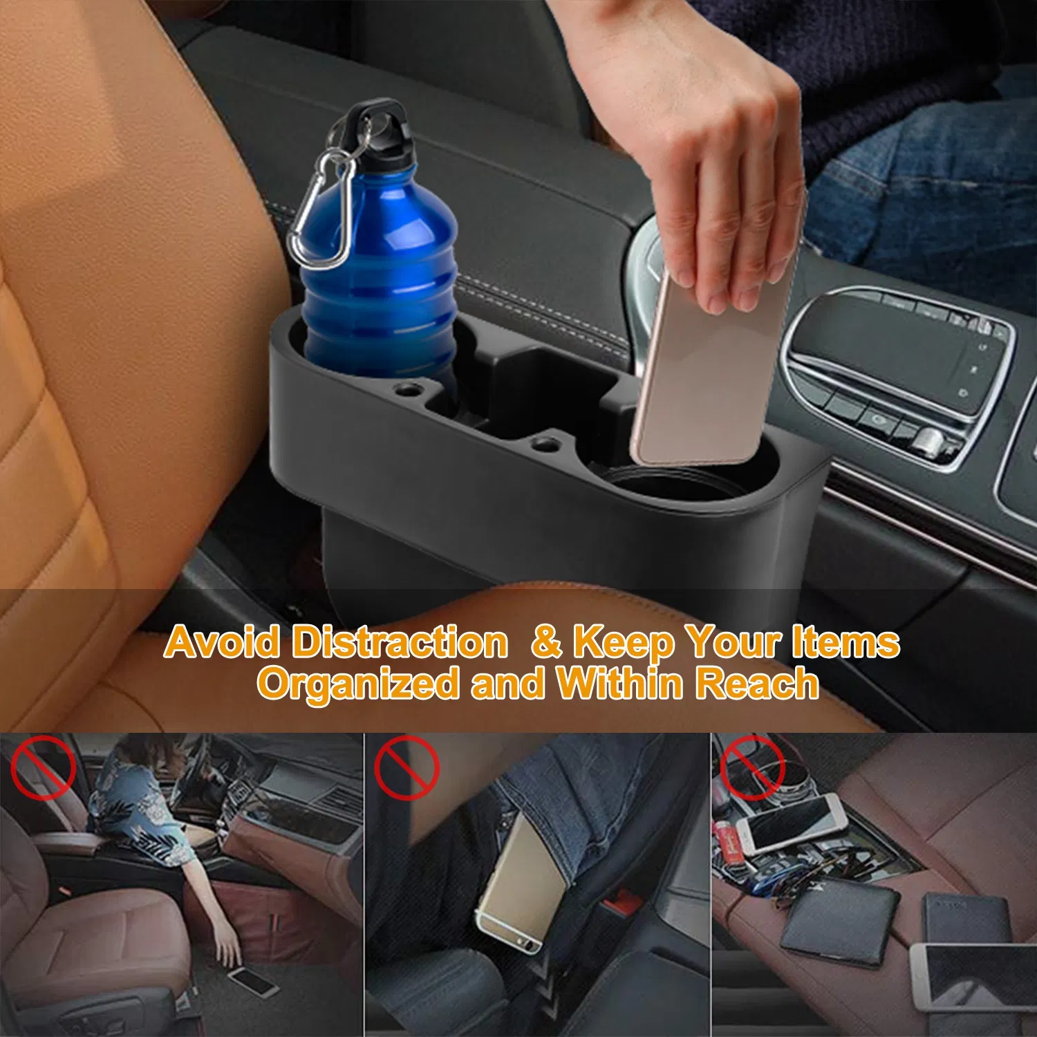 Car Seam Cup Holder Seat Gap Wedge Drink Storage Organizer Console Side Pocket Mount Stand photo 6