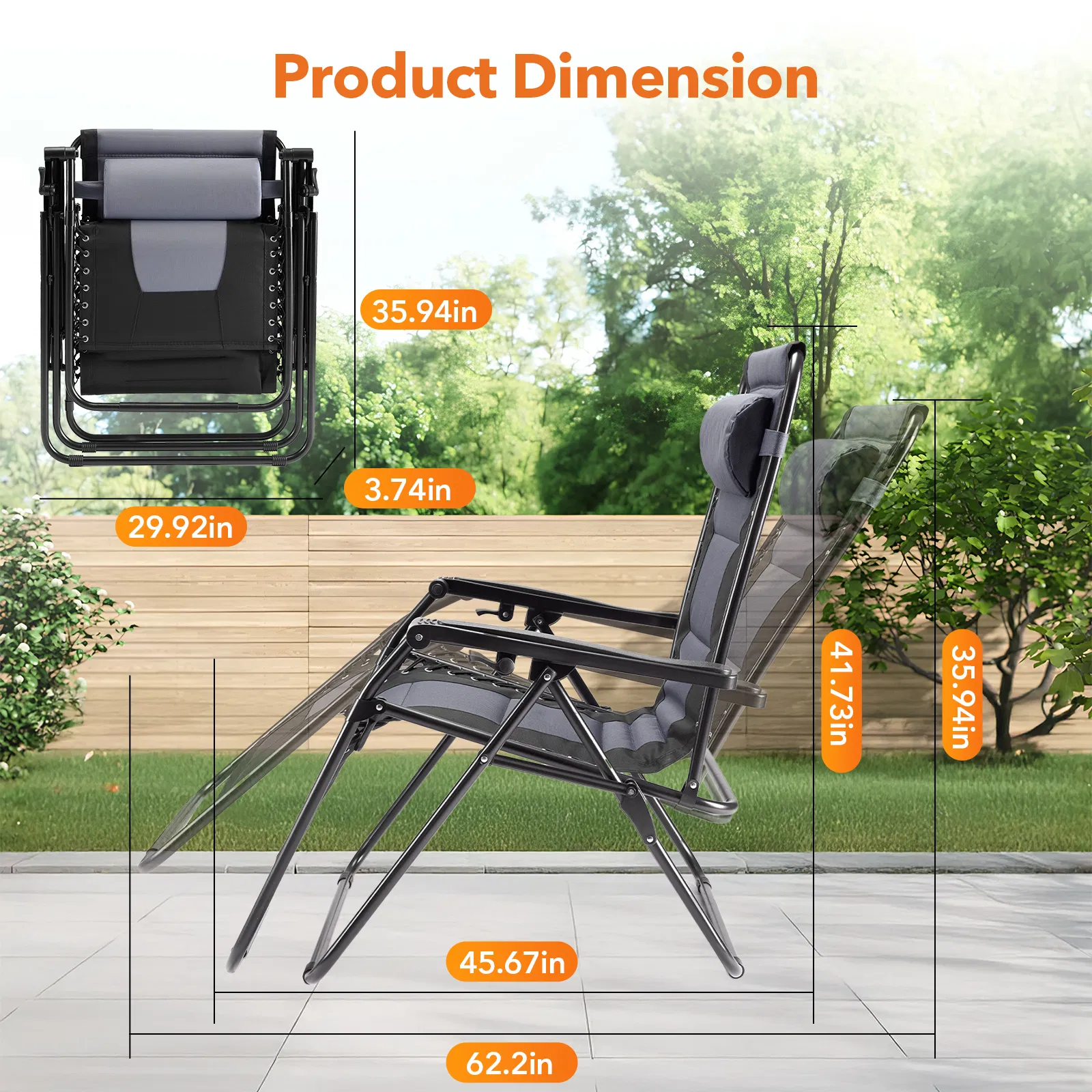 Sleeve-encased zero-gravity chair, heavy-duty outdoor recliner, foldable anti-gravity outdoor leisure chair photo 2