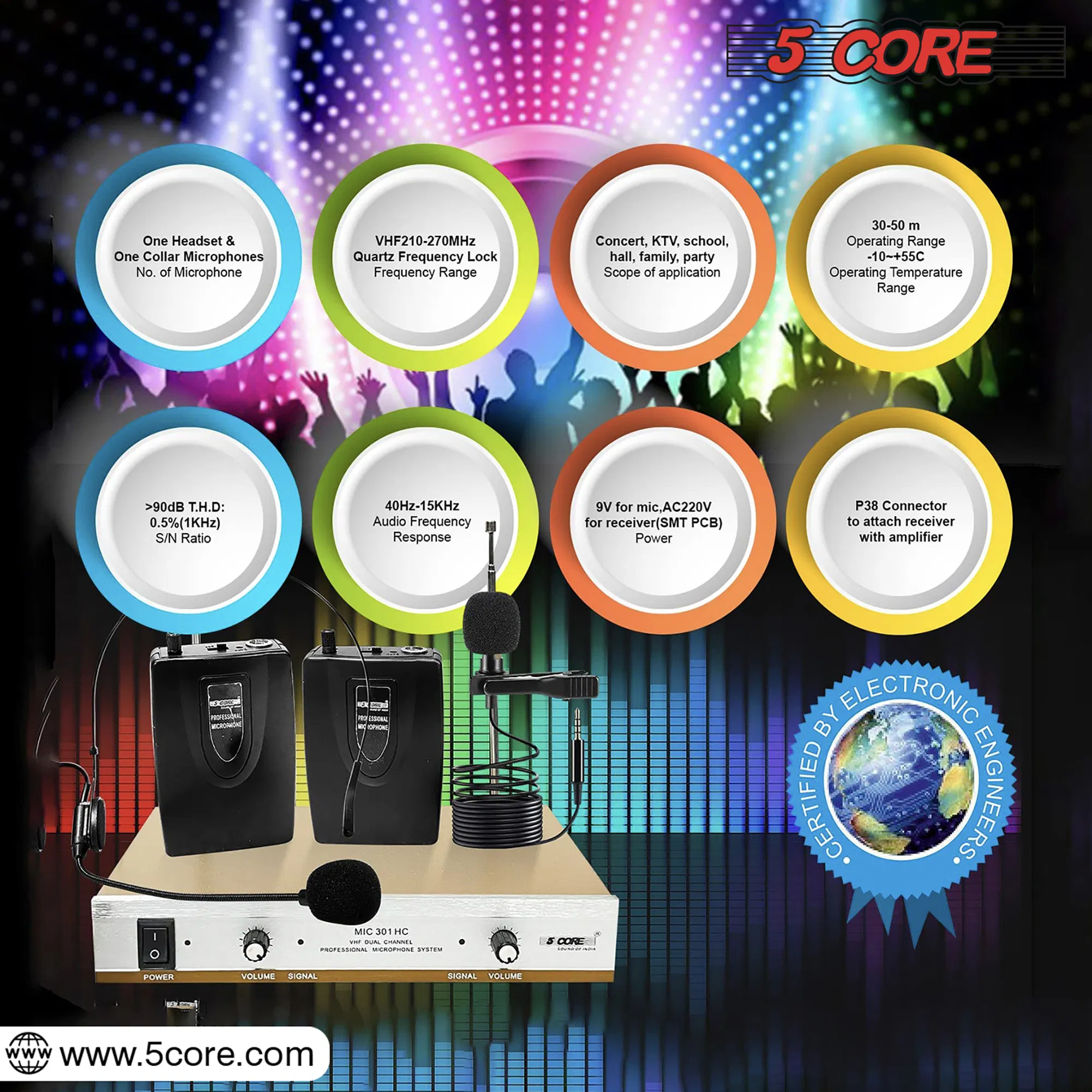 5 Core Wireless Microphone System Professional Mic for On Stage Studio photo 4