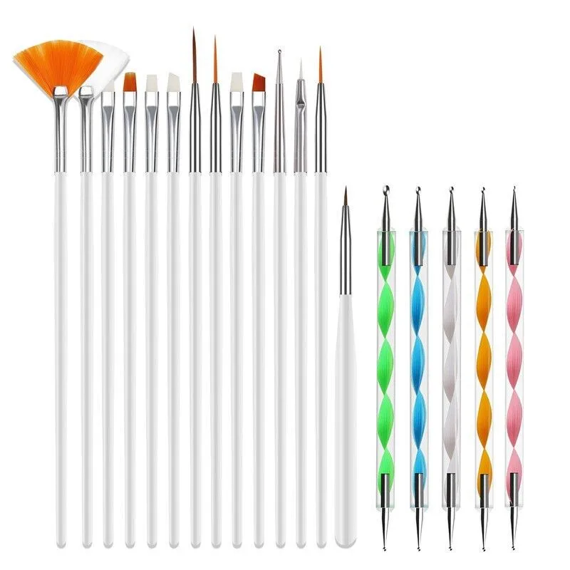 20PCS/Set Nail Art Design Dotting Painting Drawing Polish Brush Pen Tools UV Gel photo 3