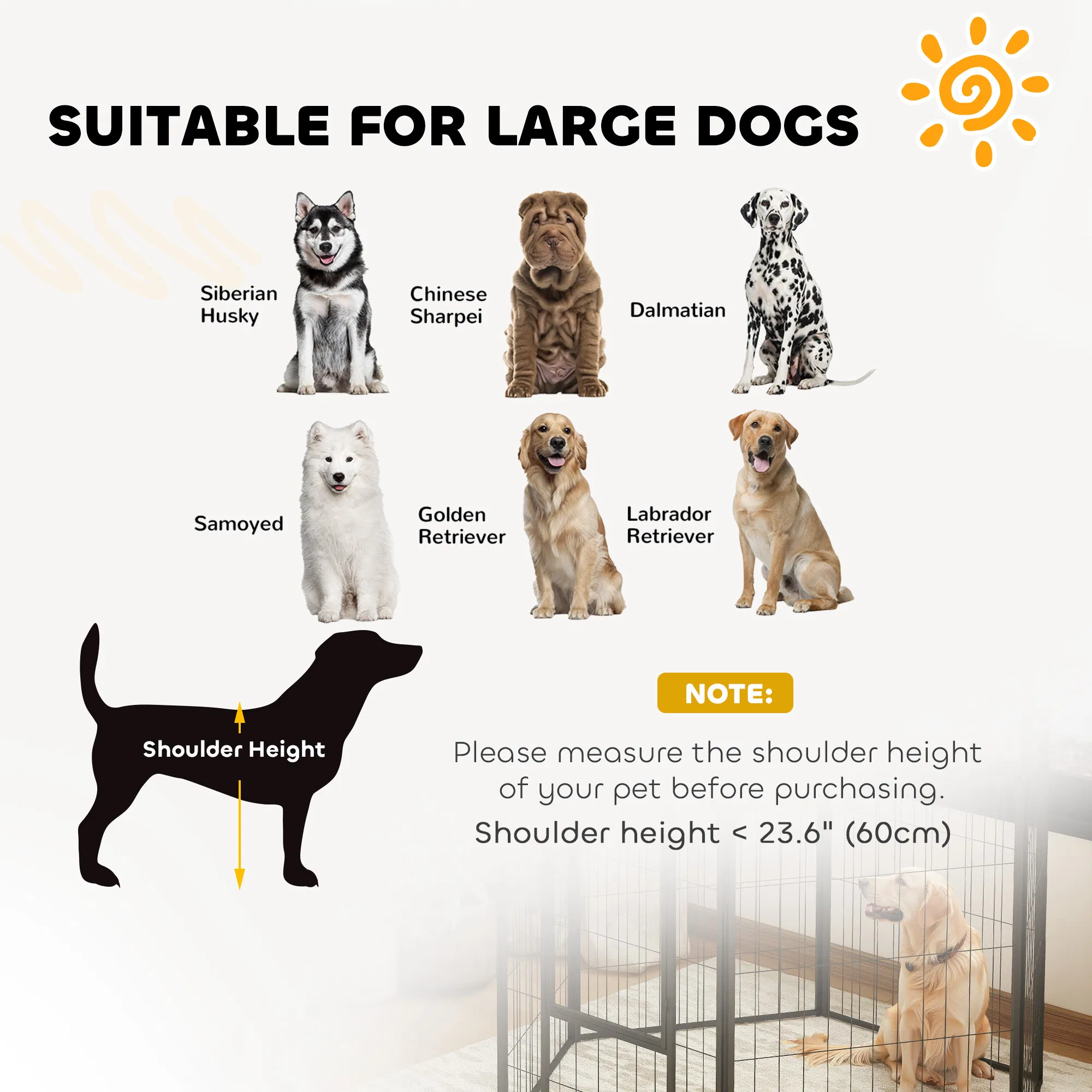 6 Panels Heavy Duty Dog Playpen Outdoor Indoor with Door & Strap, 39" Height Portable & Foldable Pet Playpen photo 3