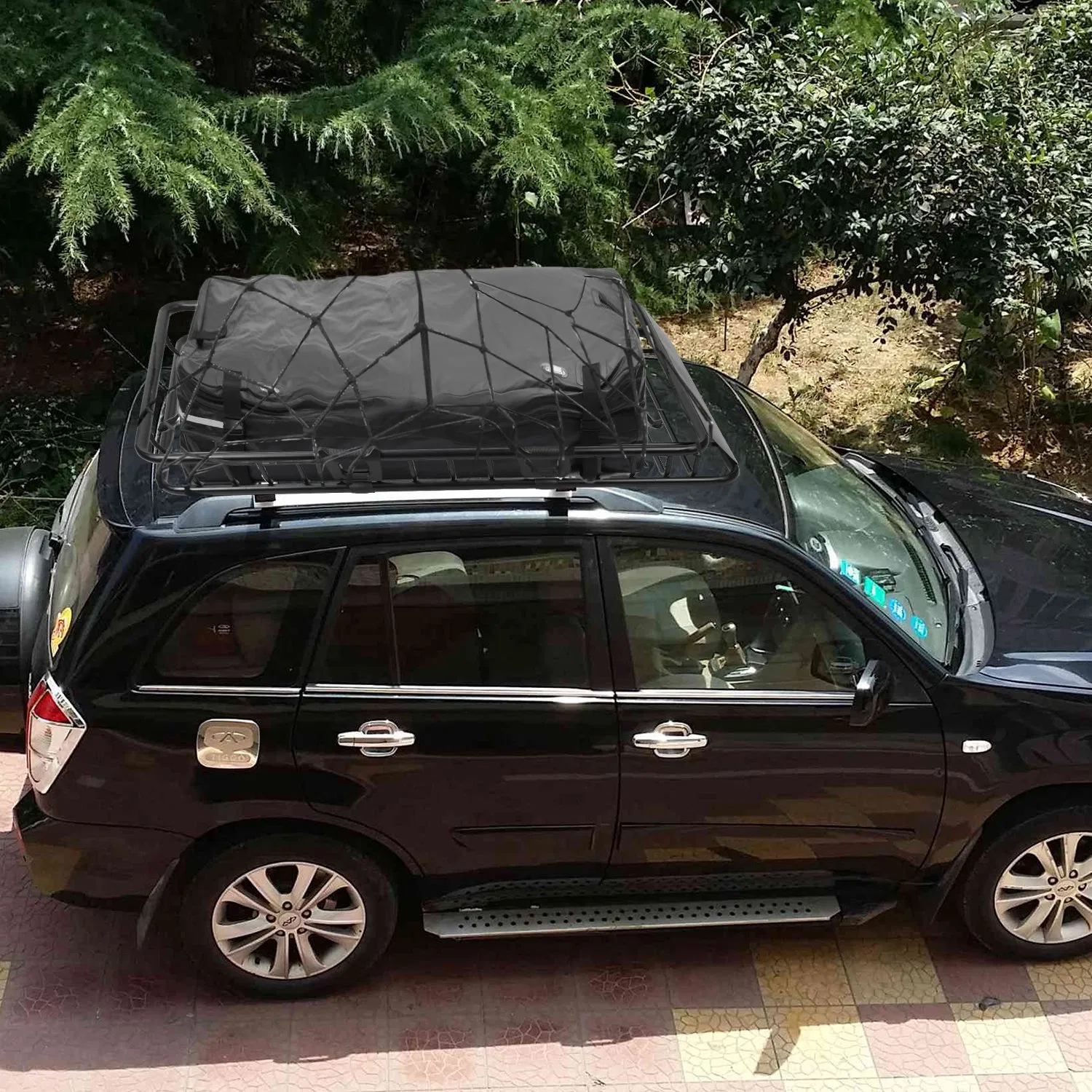 63x39x6.3in Universal Roof Rack Cargo Carrier Car Top Luggage Holder Basket with Hook Strap Elastic Net photo 7