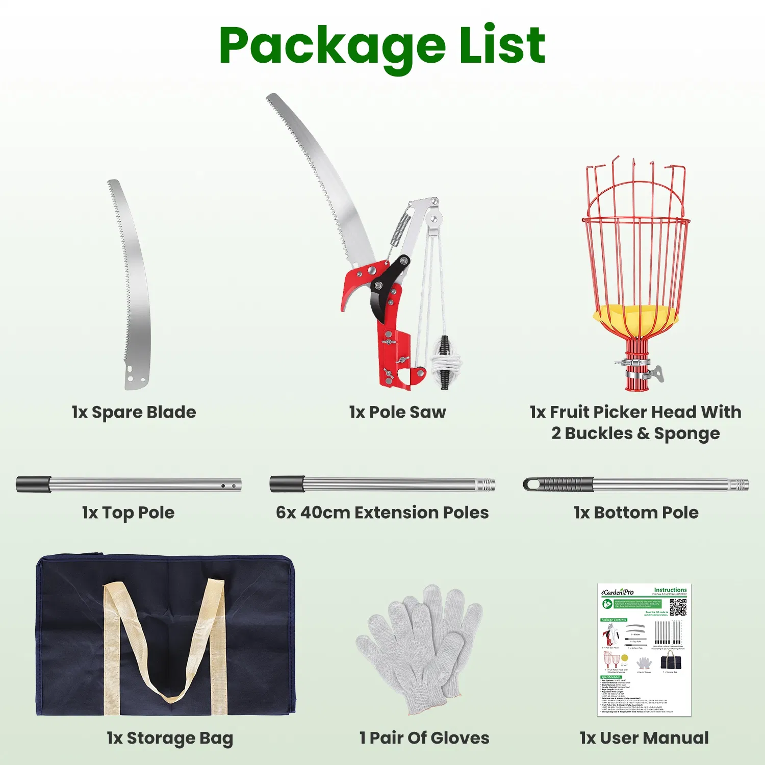 2-in-1 Pole Saw & Fruit Picker with Extendable Stainless Steel Pole photo 7