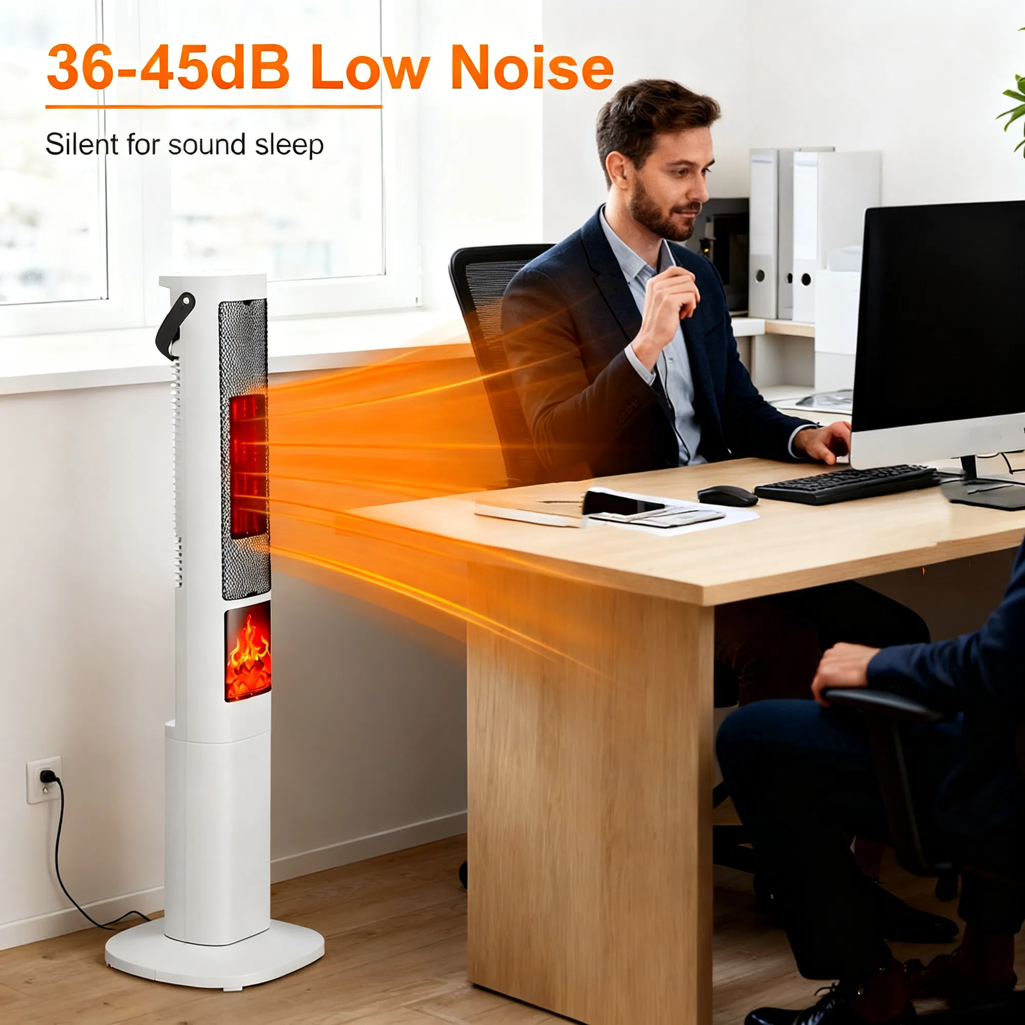 3-in-1 Quiet Space Heater - 120° Wide Coverage, 3D Fireplace Effect, Timer & Remote, Portable Indoor Heater with Multiple Protections photo 1