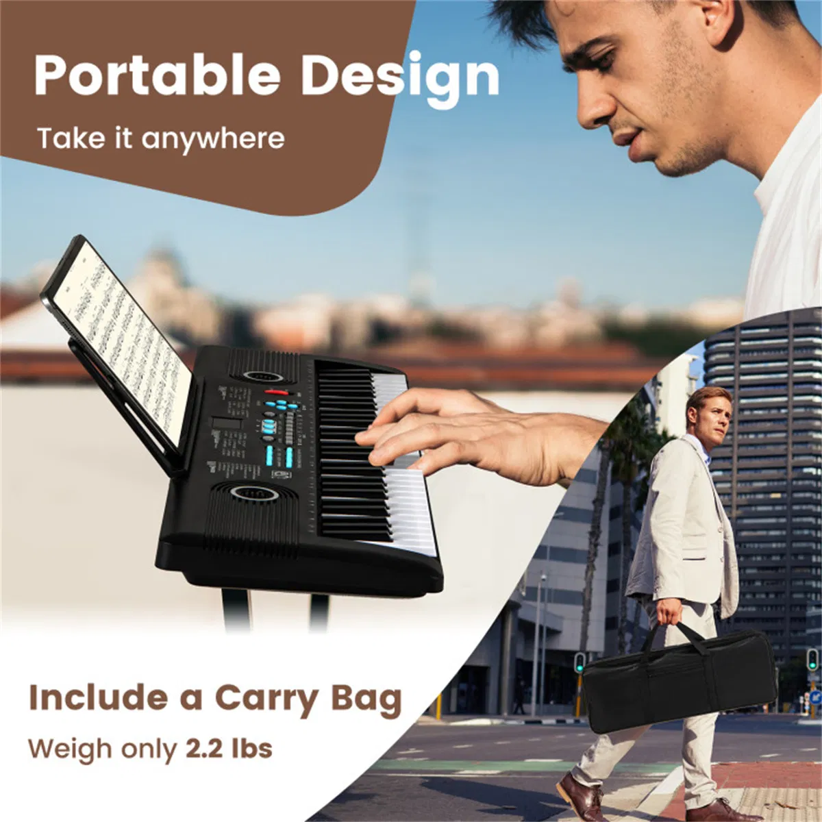 61-Key Portable Electric Keyboard for Beginners, 58.42×17.78×5.08 cm Digital Piano with 100 Rhythms/Timbres & Full Accessory Kit, Black photo 4