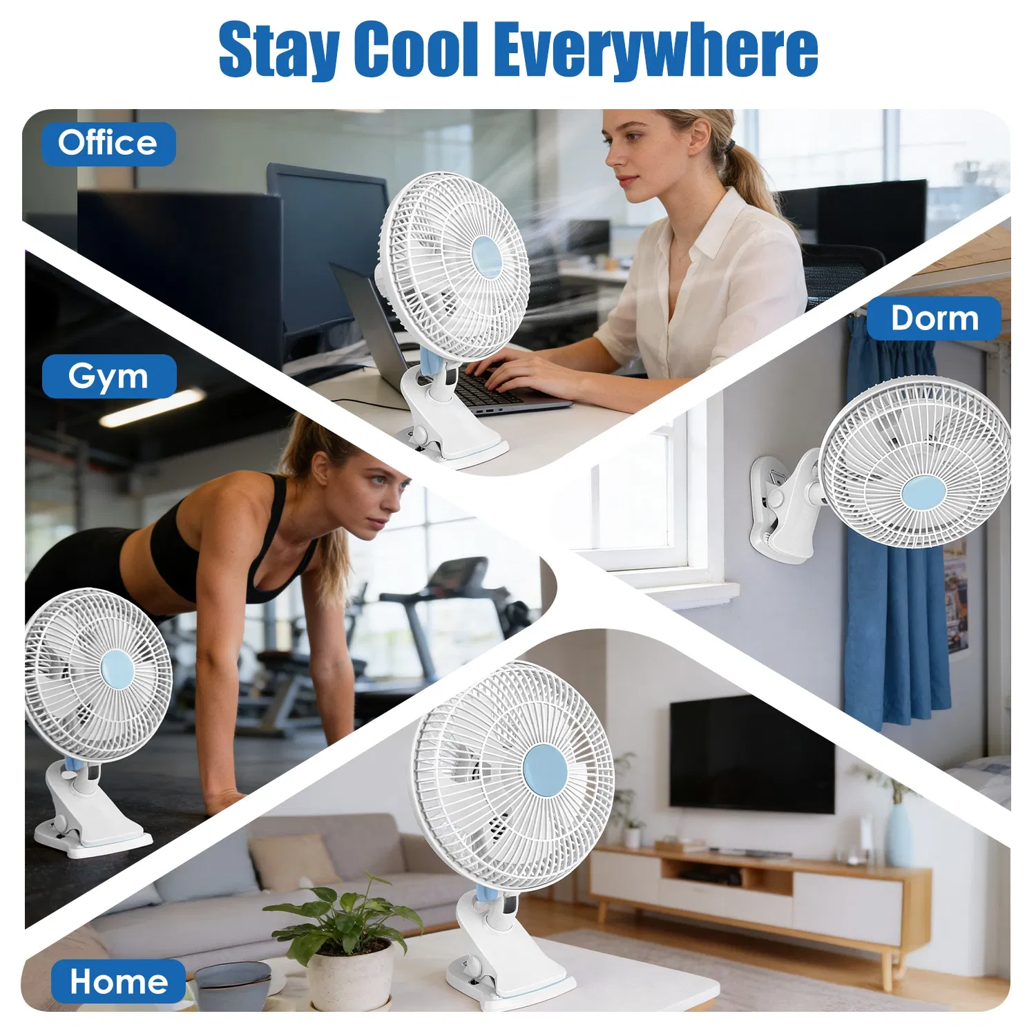 8.66In Oscillating Clip On Fan 2 Speeds Quiet Clamp Fan with 90° Oscillating & Tilting Angle Desktop Wall Mount for Home Office Dorms Strollers photo 2
