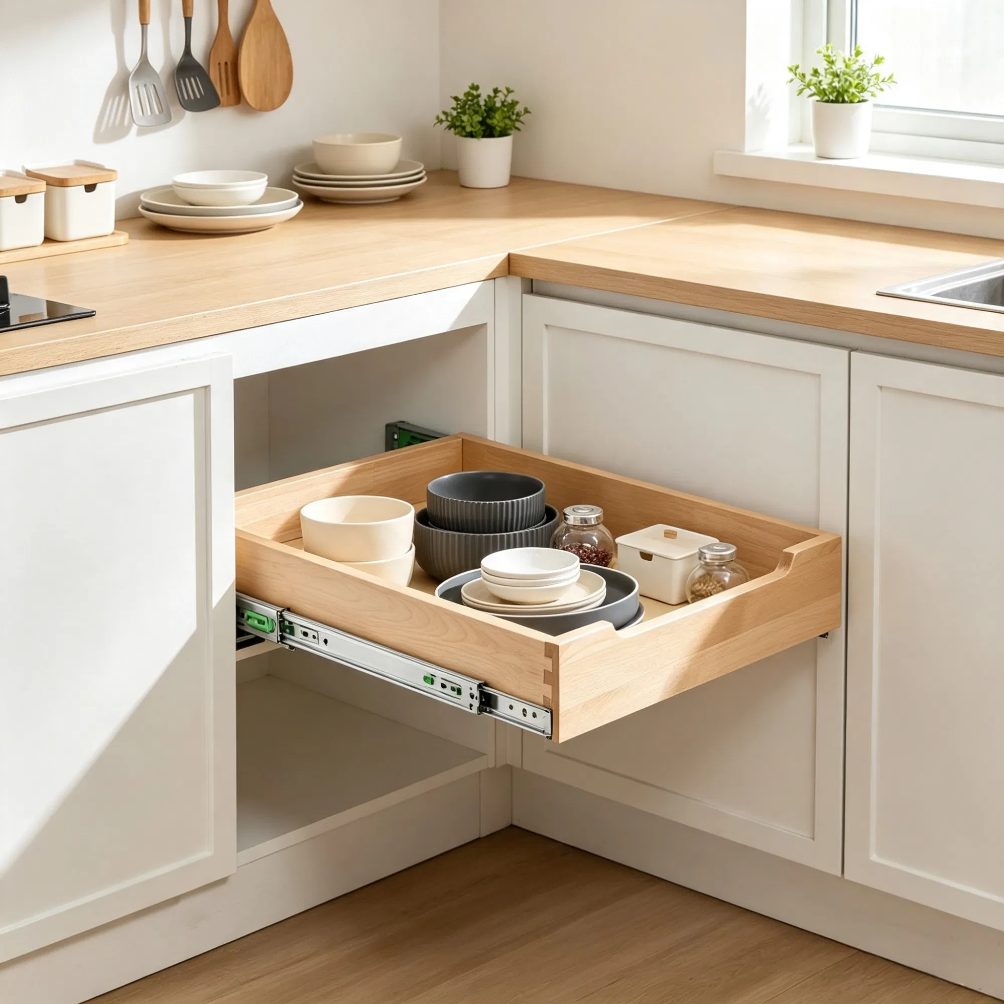 14"W x 21"D Pull Out Cabinet Organizer, Heavy-Duty Wood Drawer with Soft Close Slides for Kitchen & Pantry photo 1