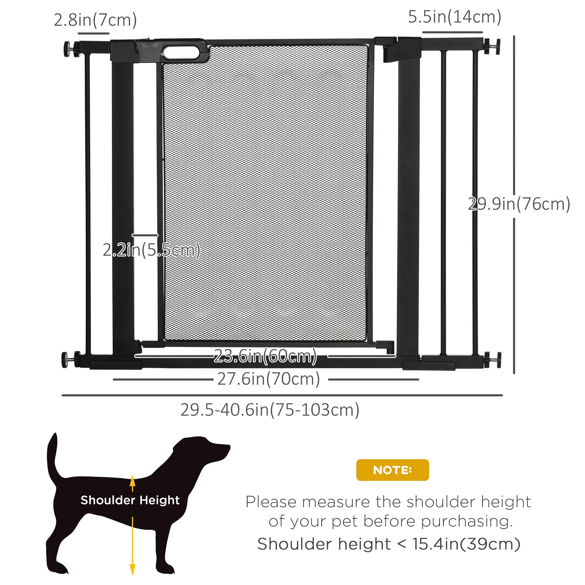 29.5"-40.6" Metal Pet Gate, Dog Gate with Auto Closing Door, Double Locking, for Doorways, Stairs, Hallways, Black photo 4