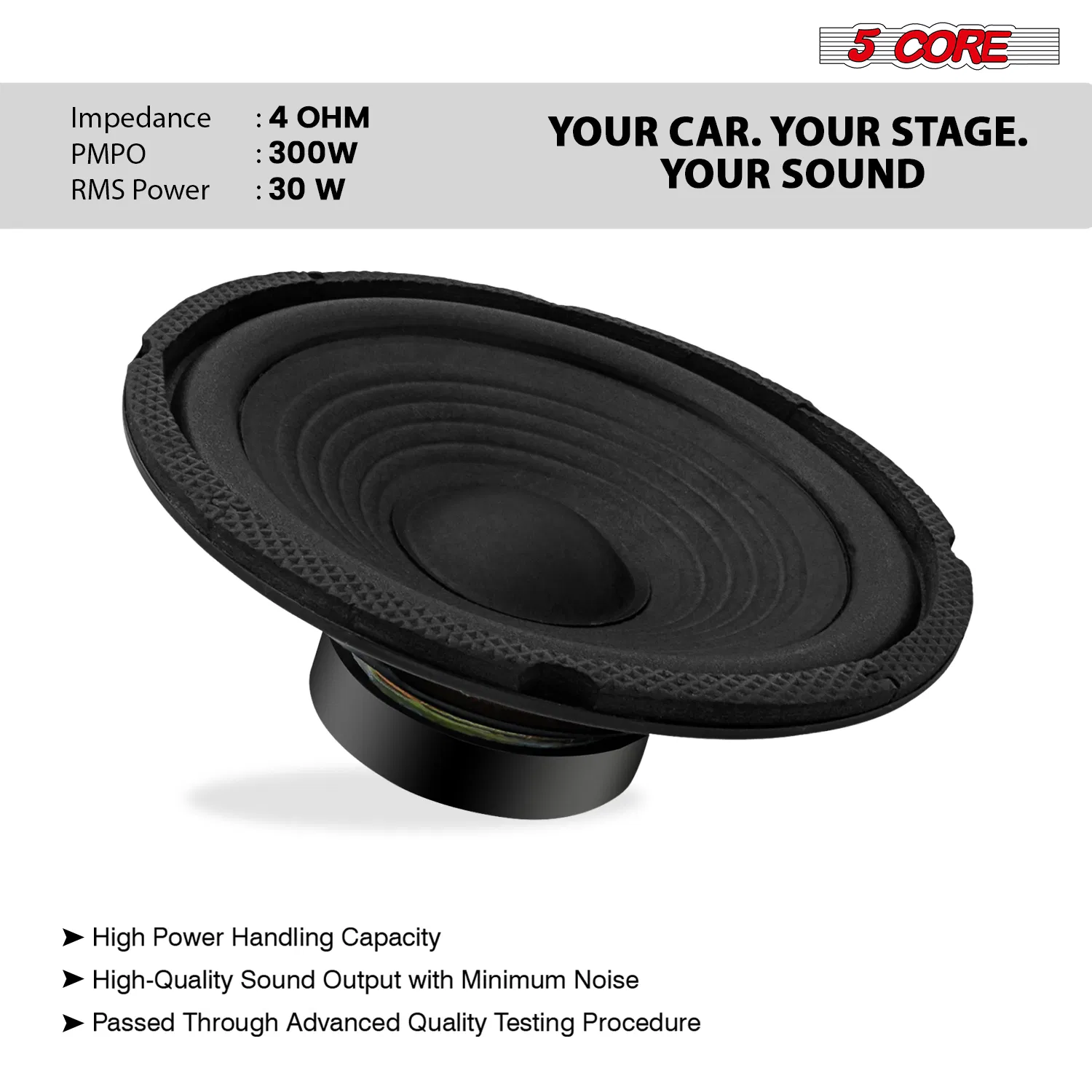 5 Core 6.5 Inch 6" Car Subwoofer Speaker 4 Ohm Woofer Replacement Driver photo 2