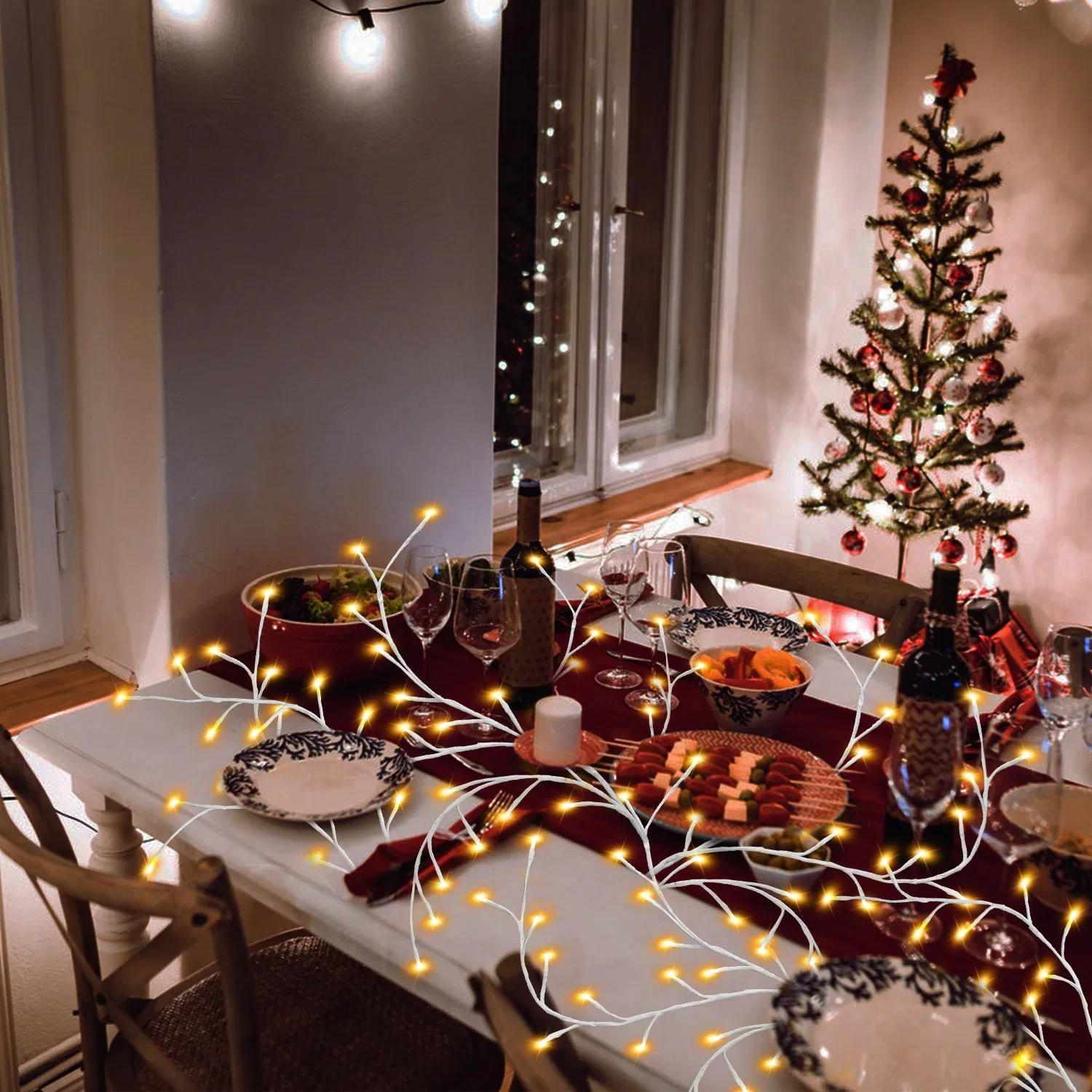 Lighted Birch Garland 7.87ft 144 LED, 8 Lighting Modes with Remote & 6H Timer, IP45 Waterproof Warm White Lights for Christmas Home Decor photo 7