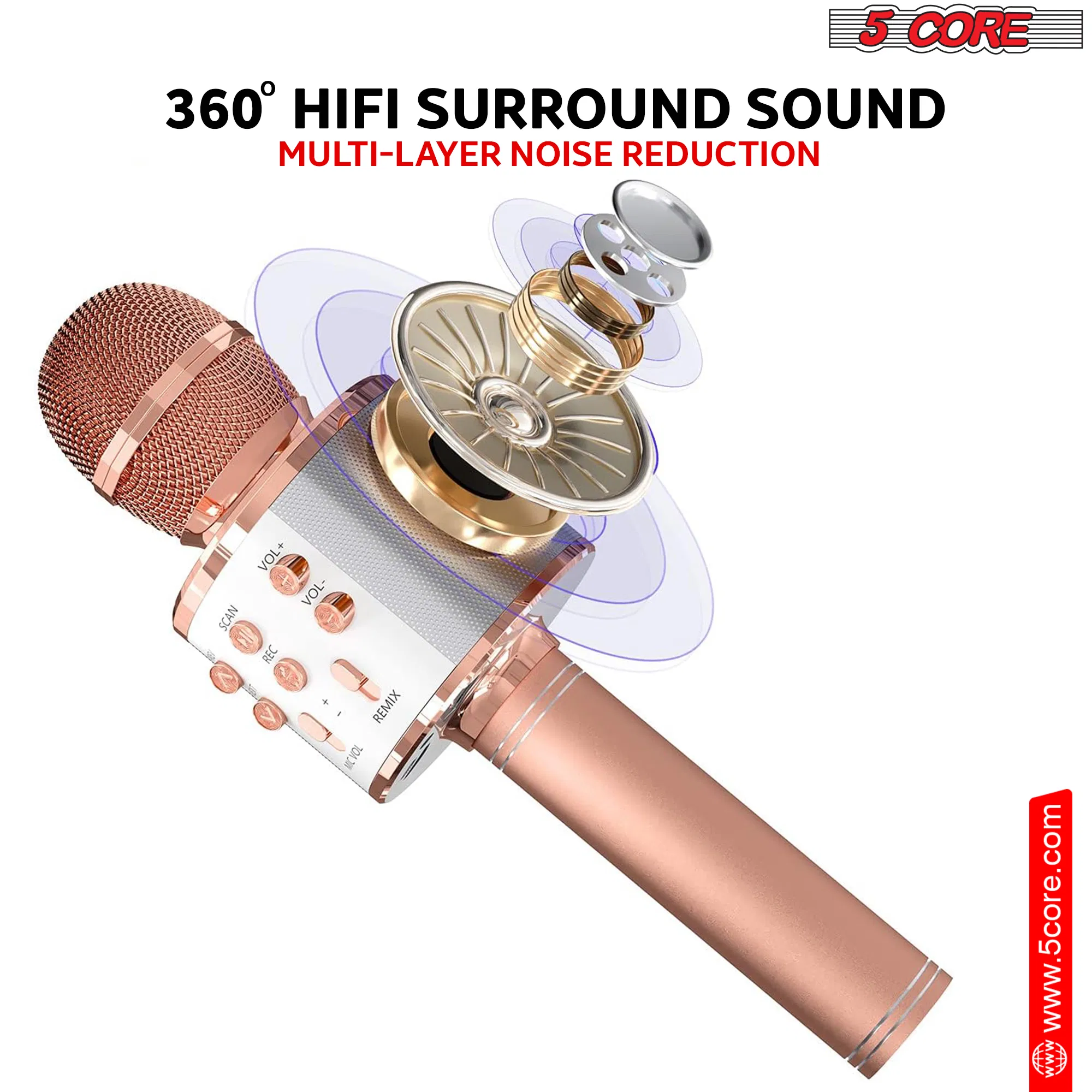 5 Core Microphone Wireless Karaoke Mic With Speaker 3 in 1 Portable Bluetooth Microfono Inalambrico photo 2