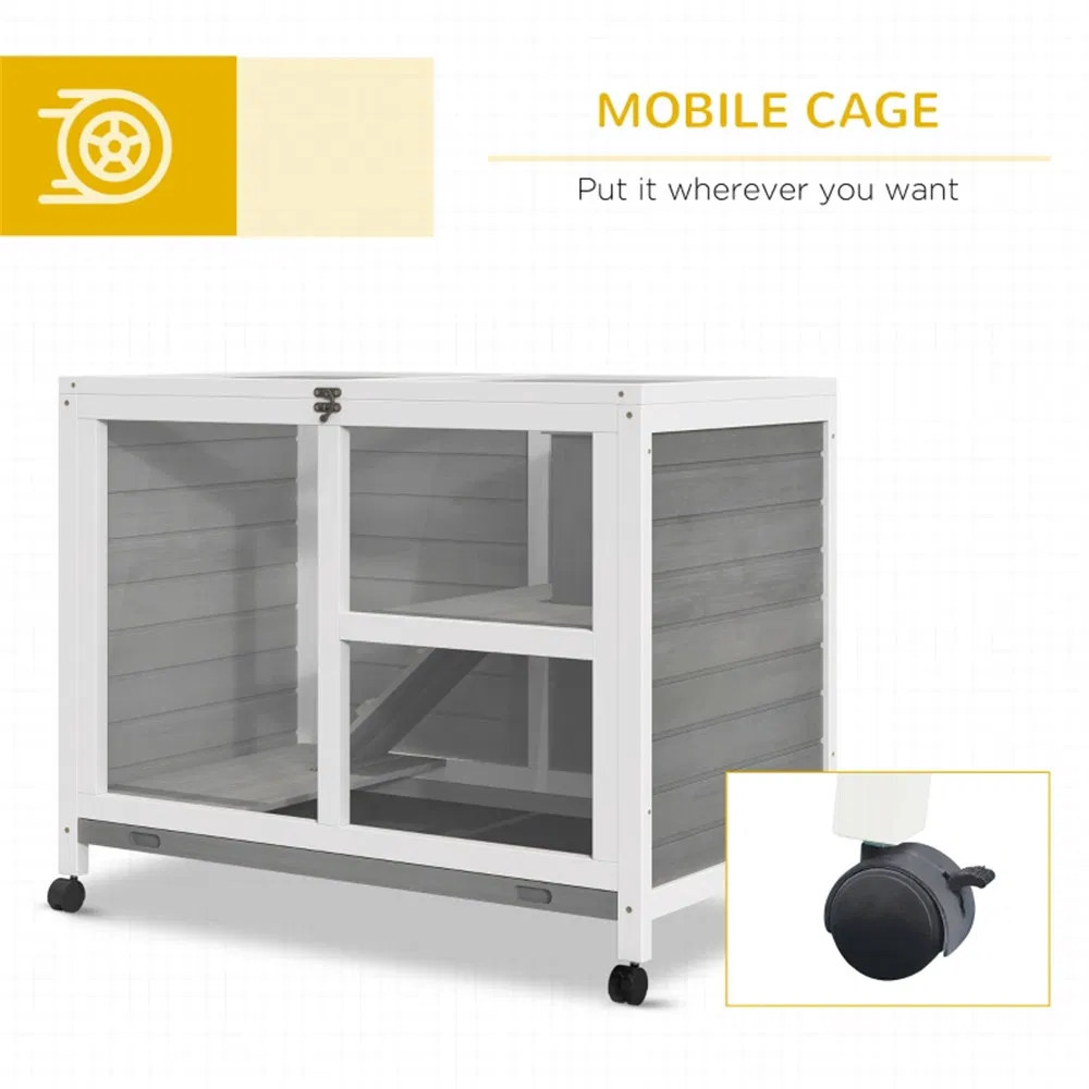 Pet cage /Wood Rabbit Hutch-Gray ( Amazon Shipping)(Prohibited by WalMart) photo 4