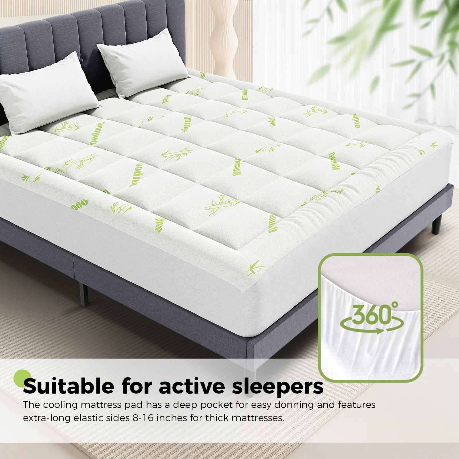 Mattress Protector, Thickened Mattress Pad with Bamboo Fiber Viscose Filling photo 5
