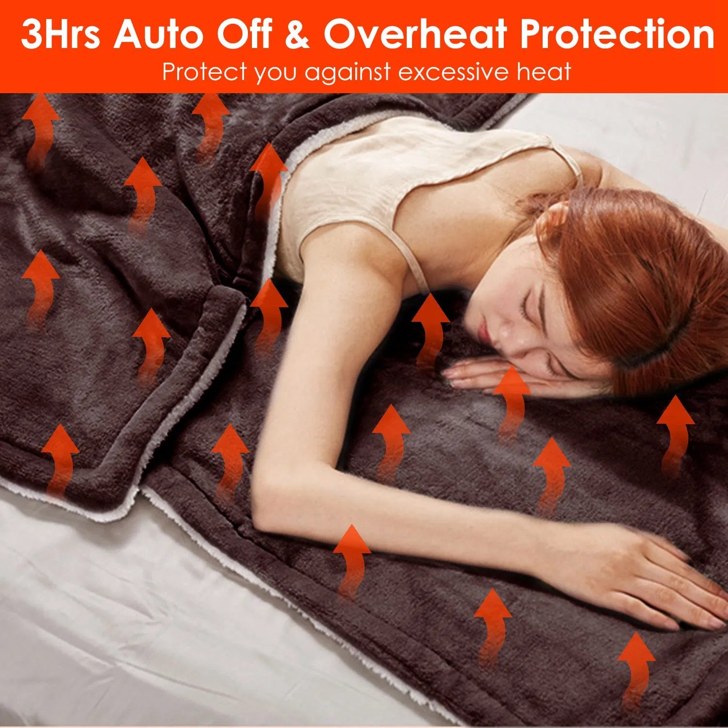 Electric Heated Flannel Throw Heated Blanket with 6 Heat Settings 1-8 Hours Auto off Washable for Home Office Usage 59x50in photo 7
