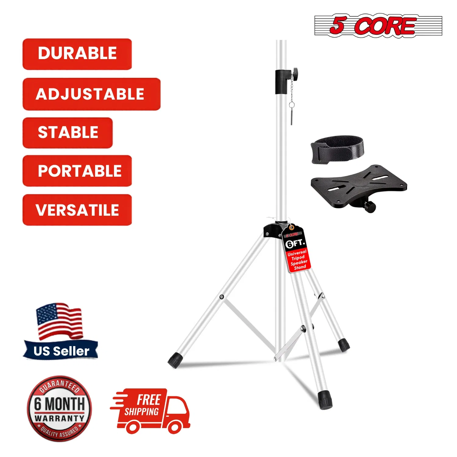 5 Core Speaker Stand Height Adjustable PA DJ Tripod Studio Monitor Stands w 35mm Compatible Add photo 3