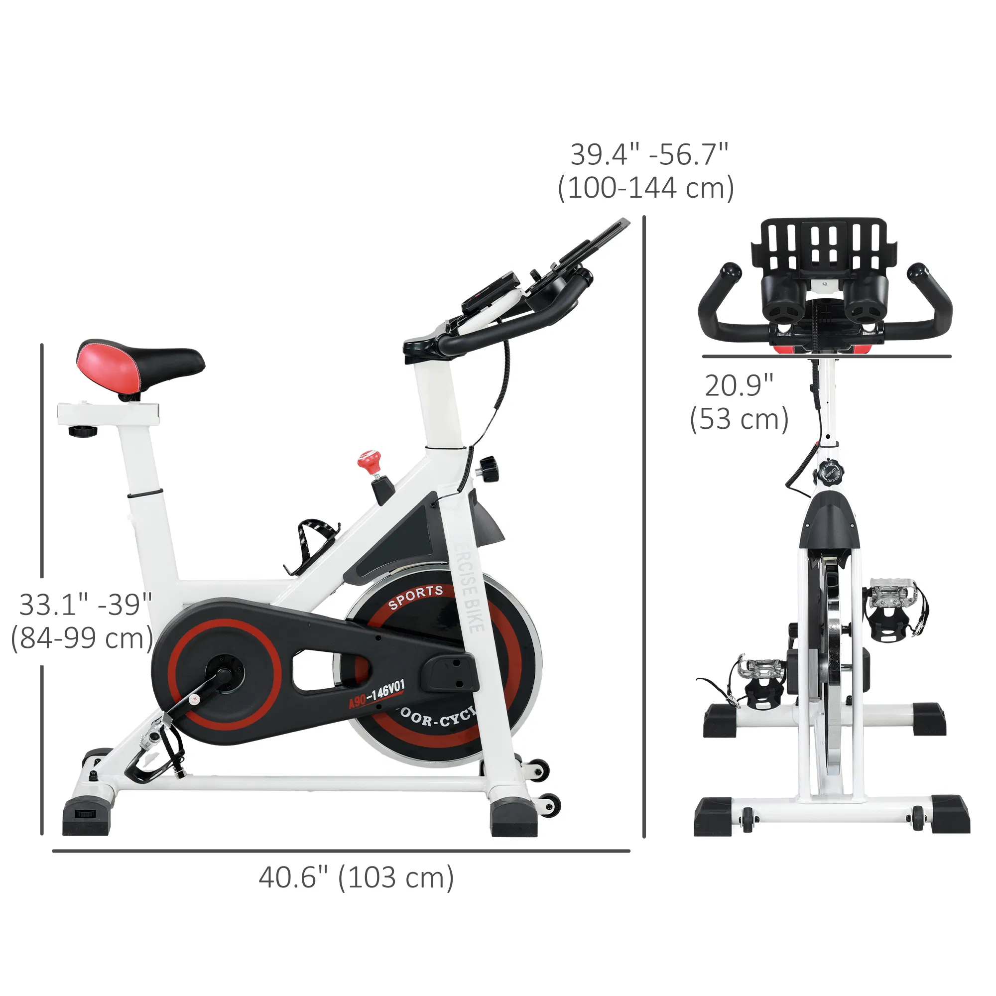 Adjustable Upright Stationary Exercise Bike w/ LCD Display, Indoor Cycling Bike for Home w/ Adjustable Resistance, White photo 2