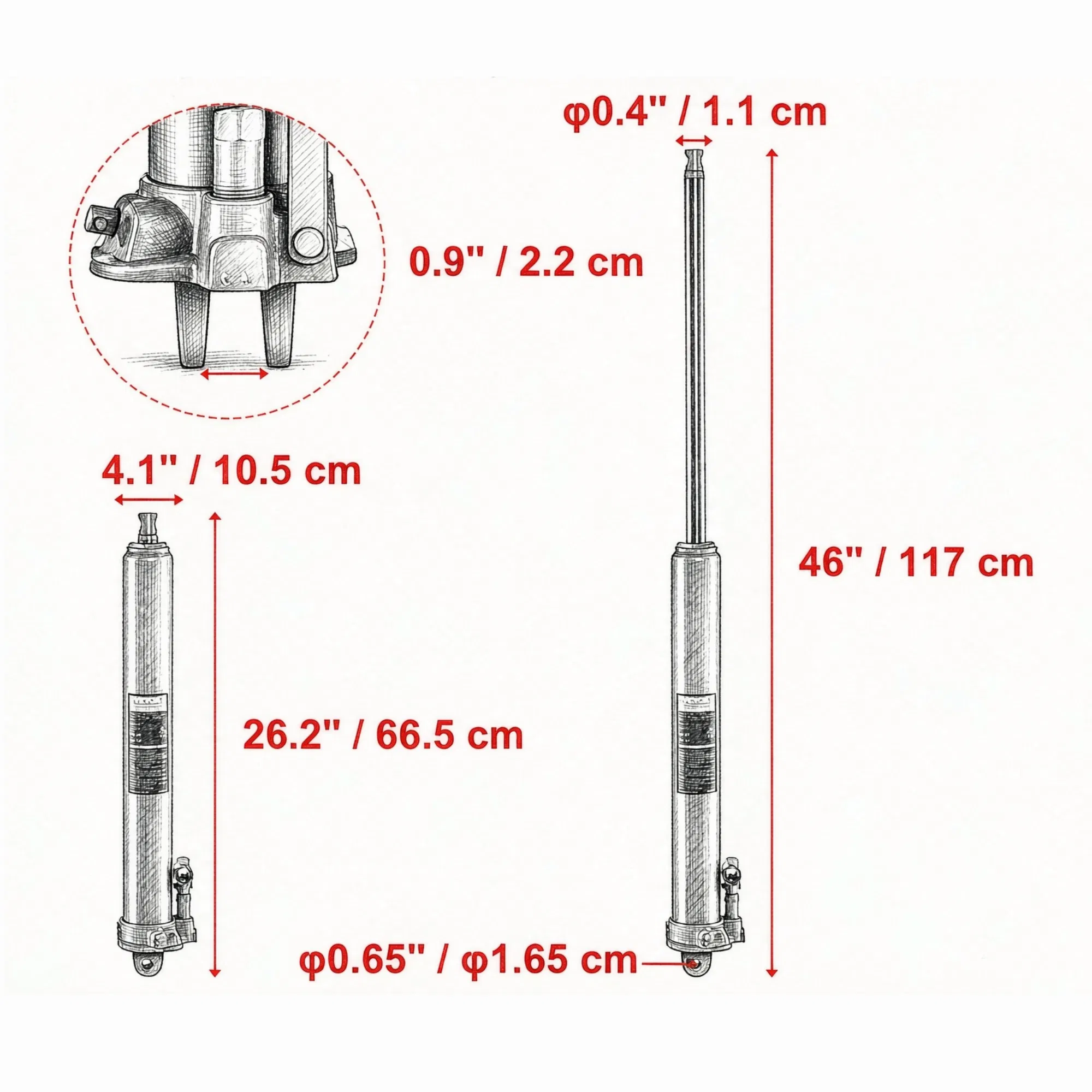 3-Ton Hydraulic Long Ram Jack, Engine Hoist Cylinder with Clevis Base for Garage & Shop Cranes photo 2