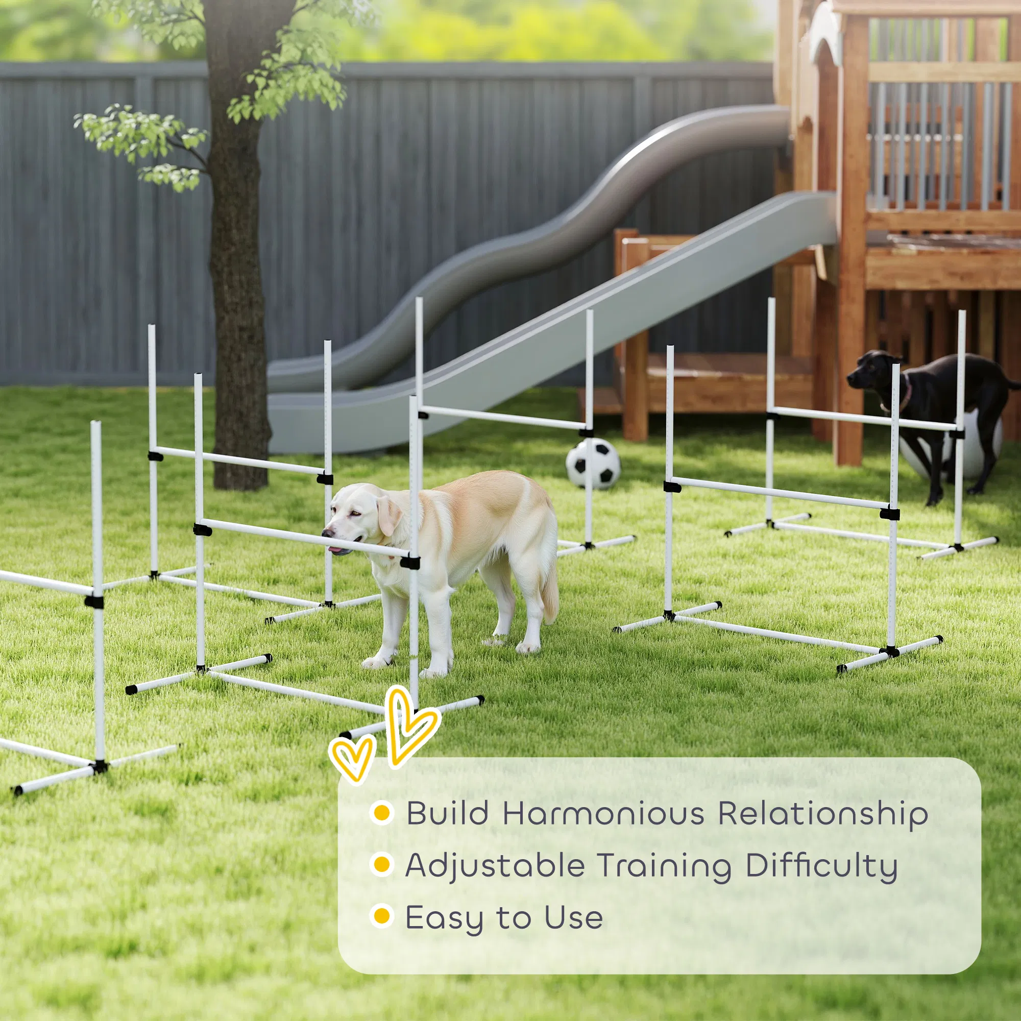 Set of 6 Dog Agility Training Equipment Adjustable Jump Bar Pet Exercise Kit with Carrying Bag (White) photo 2