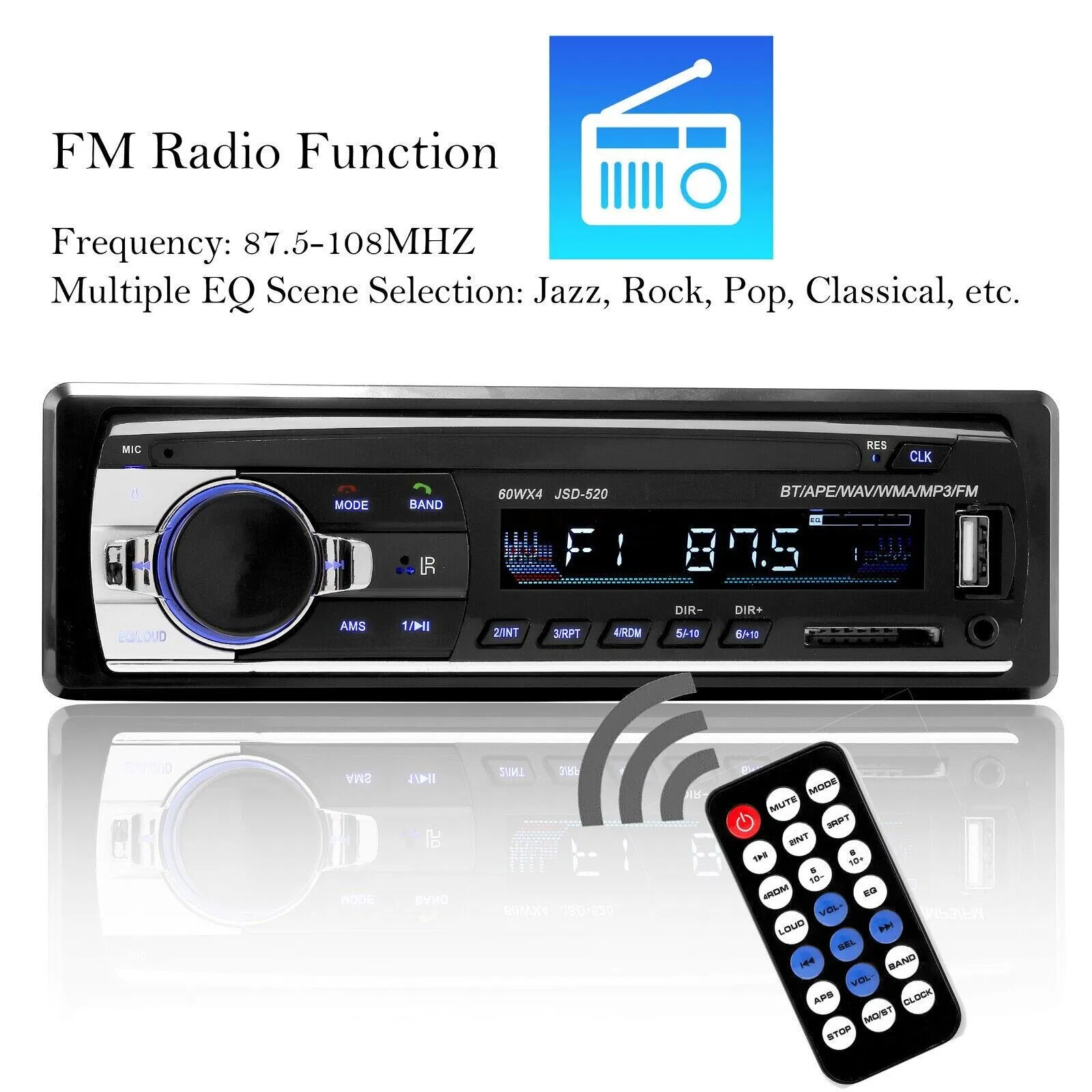 Bluetooth Car Stereo Audio In-Dash FM Aux Input Receiver SD USB MP3 Radio Player photo 5