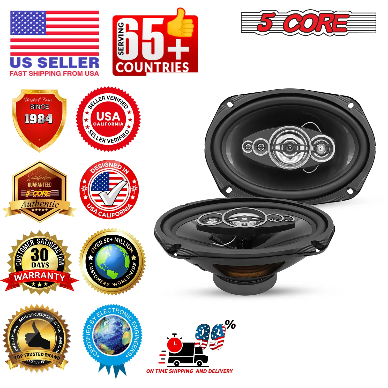 5 Core 6x9 Car Speaker Audio 2-Way/4-Way Coaxial Speaker w Tweeter 2PCS photo 5