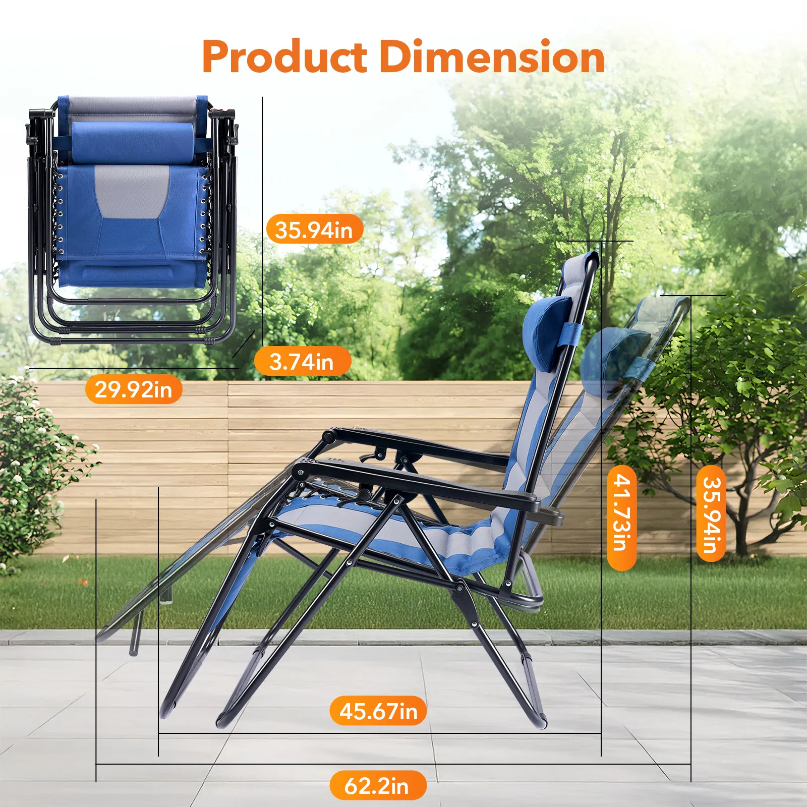 Sleeve-encased zero-gravity chair, heavy-duty outdoor recliner, foldable anti-gravity outdoor leisure chair photo 5