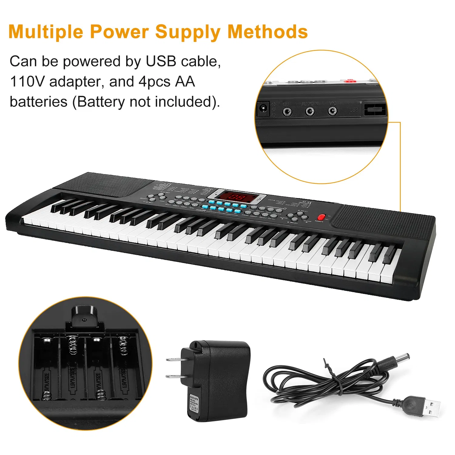 Multifunctional 61 Key Children's Piano Toy - Electronic Keyboard with 16 Tones, 8 Percussions, Volume Control & HD Display, Includes Stand Microphone for Early Music Education photo 4