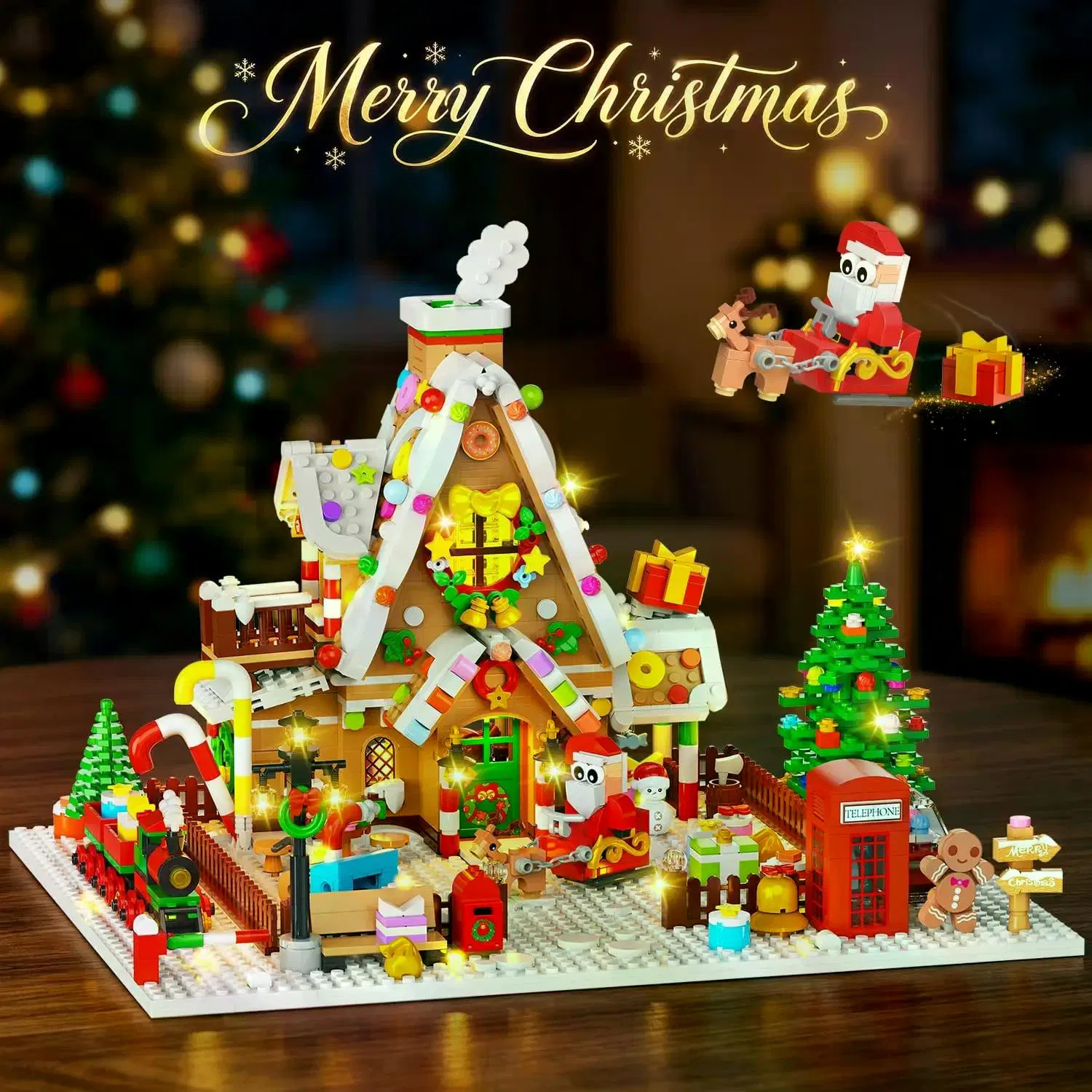 1642-Piece Mini Gingerbread House Advent Calendar, 3.6mm Building Block Christmas Countdown Set with Warm LED Lights, 24-Day Holiday Village Gift photo 4