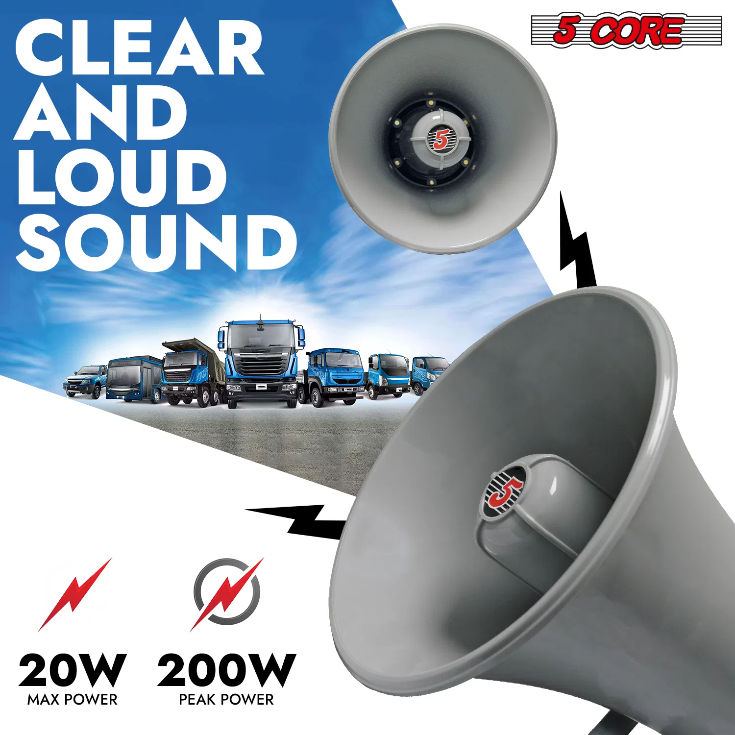 5 Core PA Speaker Bull Horn Loud Audio Indoor Outdoor Speaker System 8 Ohm Reflex Megaphone photo 3
